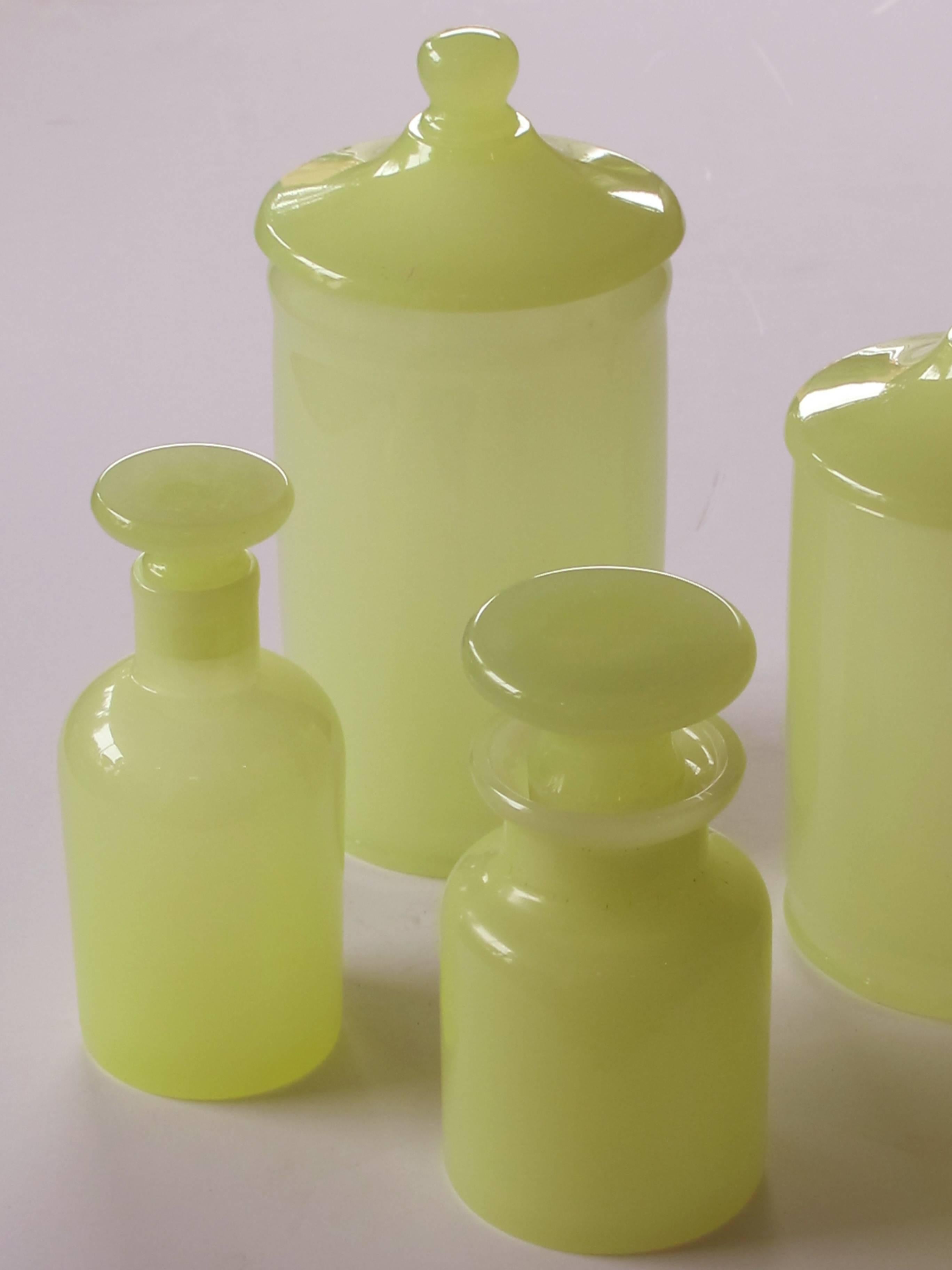 Mid-20th Century Luminous Set of Murano Cenedese Midcentury Vessels of Pale Chartreuse Glass