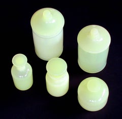 Luminous Set of Murano Cenedese Midcentury Vessels of Pale Chartreuse Glass