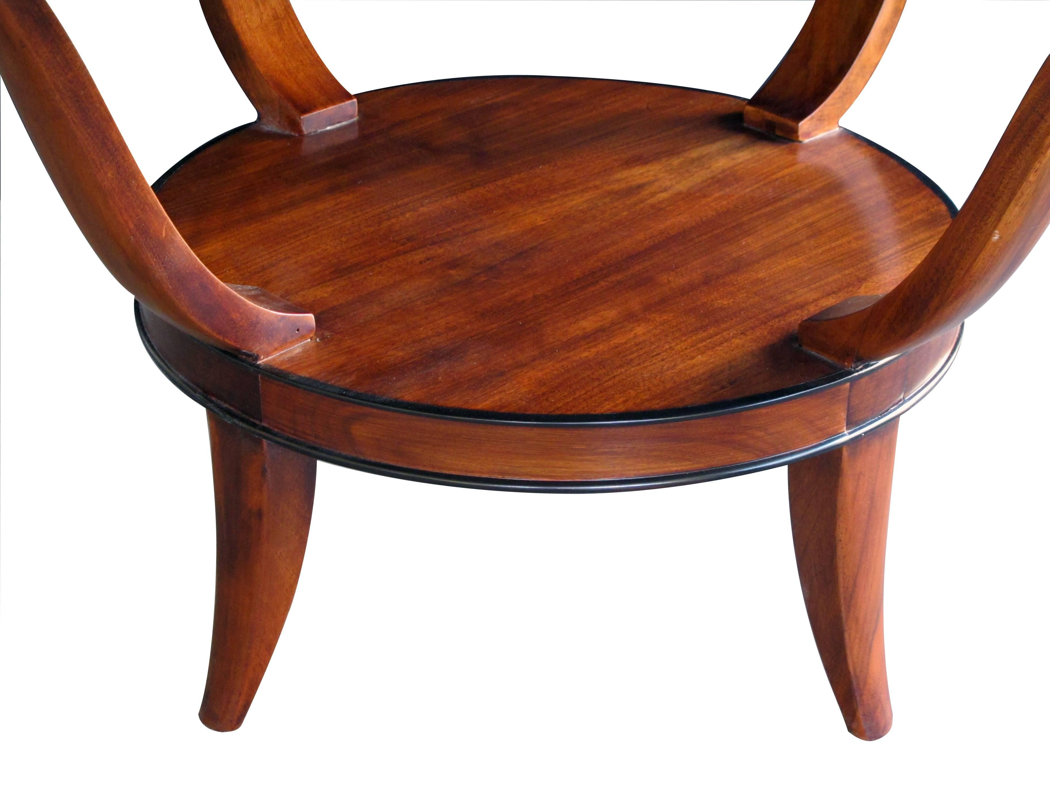 Carved A Stylish French Mahogany Circular Center/Cocktail Table w Ebonized Highlights For Sale