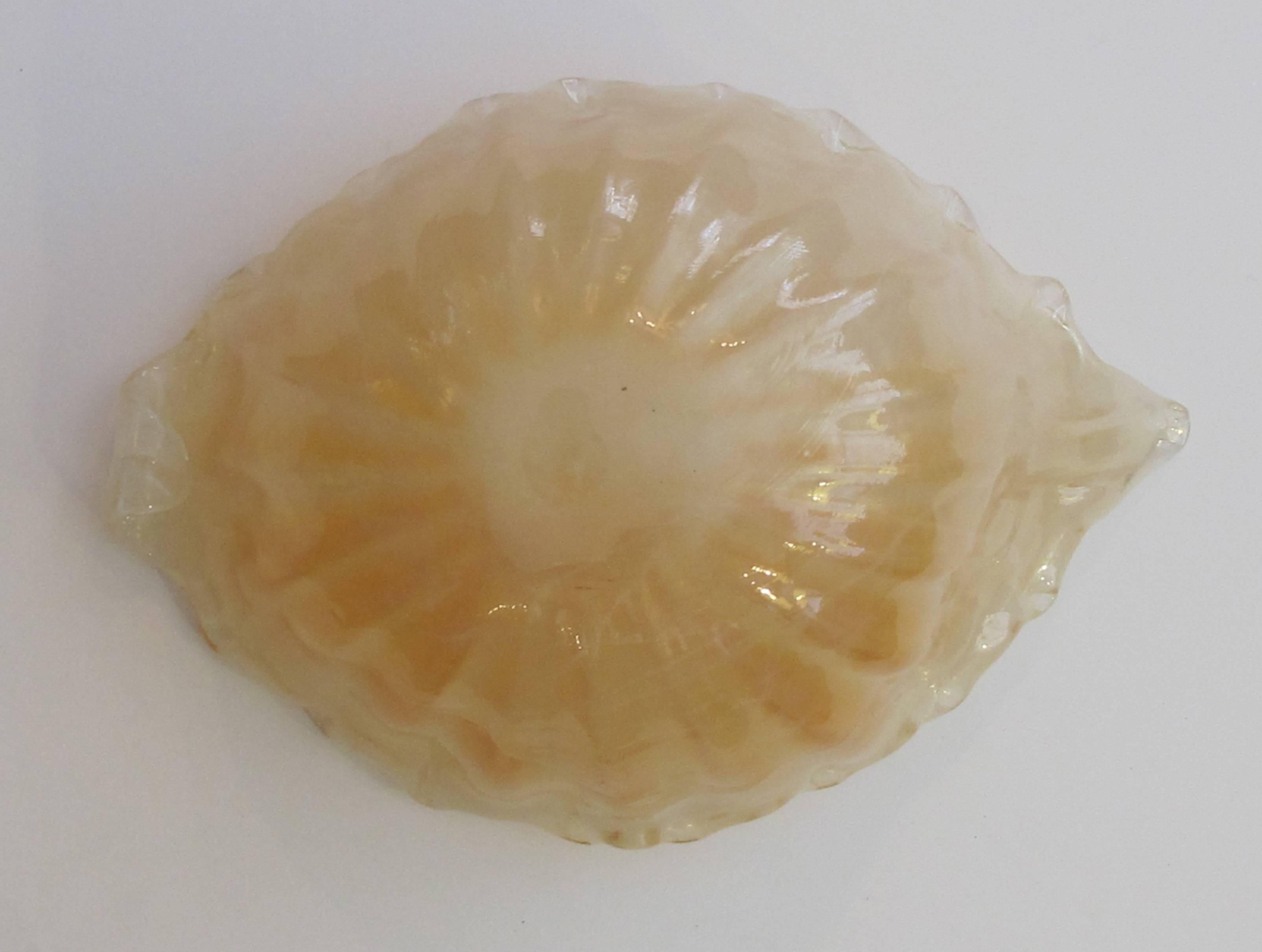 Large and Striking Murano Peach-Colored Shell-Form Art Glass Bowl In Excellent Condition In San Francisco, CA