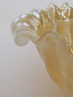 Large and Striking Murano Peach-Colored Shell-Form Art Glass Bowl