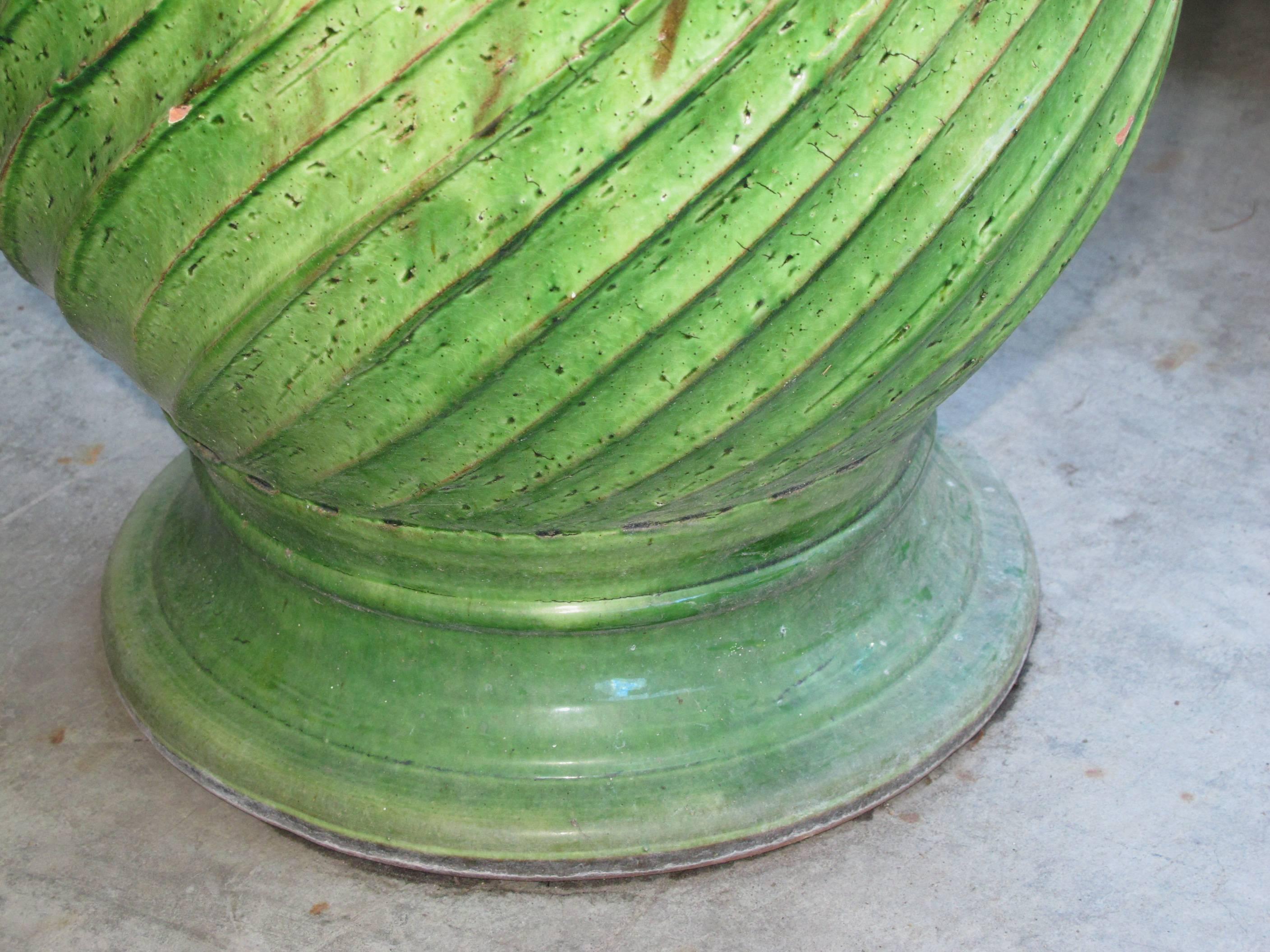 green glazed garden pots