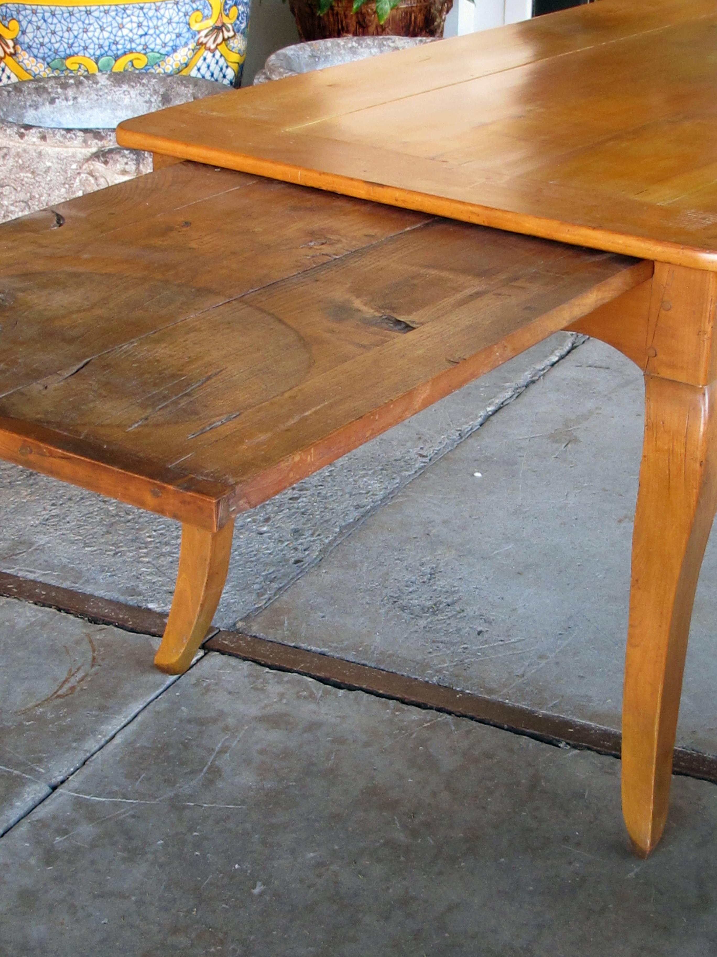 Rustic and Sturdy French Country Cherrywood Farm Table with Drawer and Slide 2