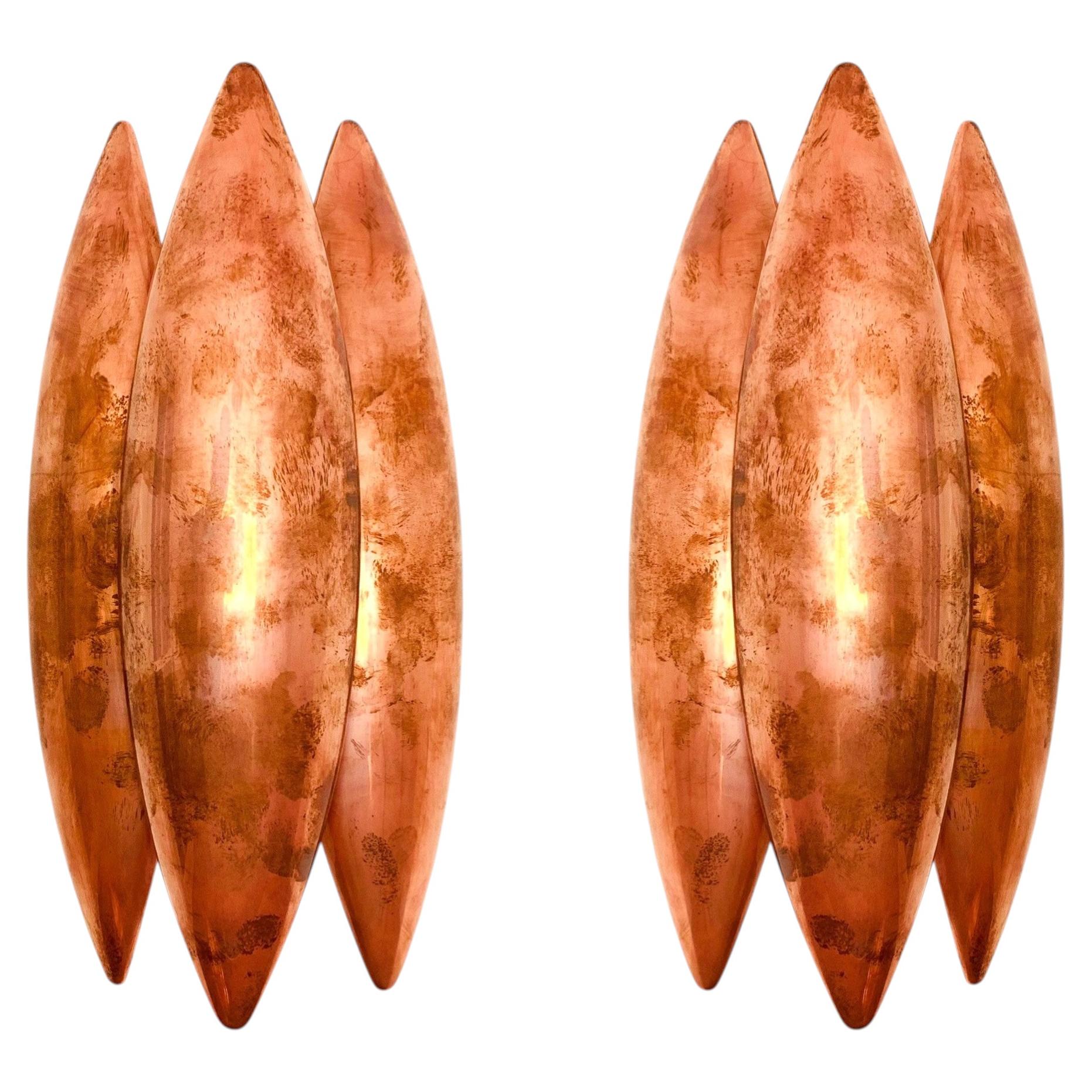 Set of 2 Unique Patinated Danish Kastor Sconces by Jo Hammerborg for Fog and Mor For Sale