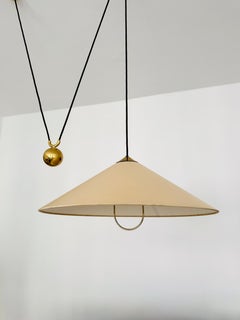 Large Adjustable Brass Pendant Lamp with Counterweight by Florian Schulz