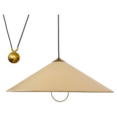 Large Adjustable Brass Pendant Lamp with Counterweight by Florian Schulz