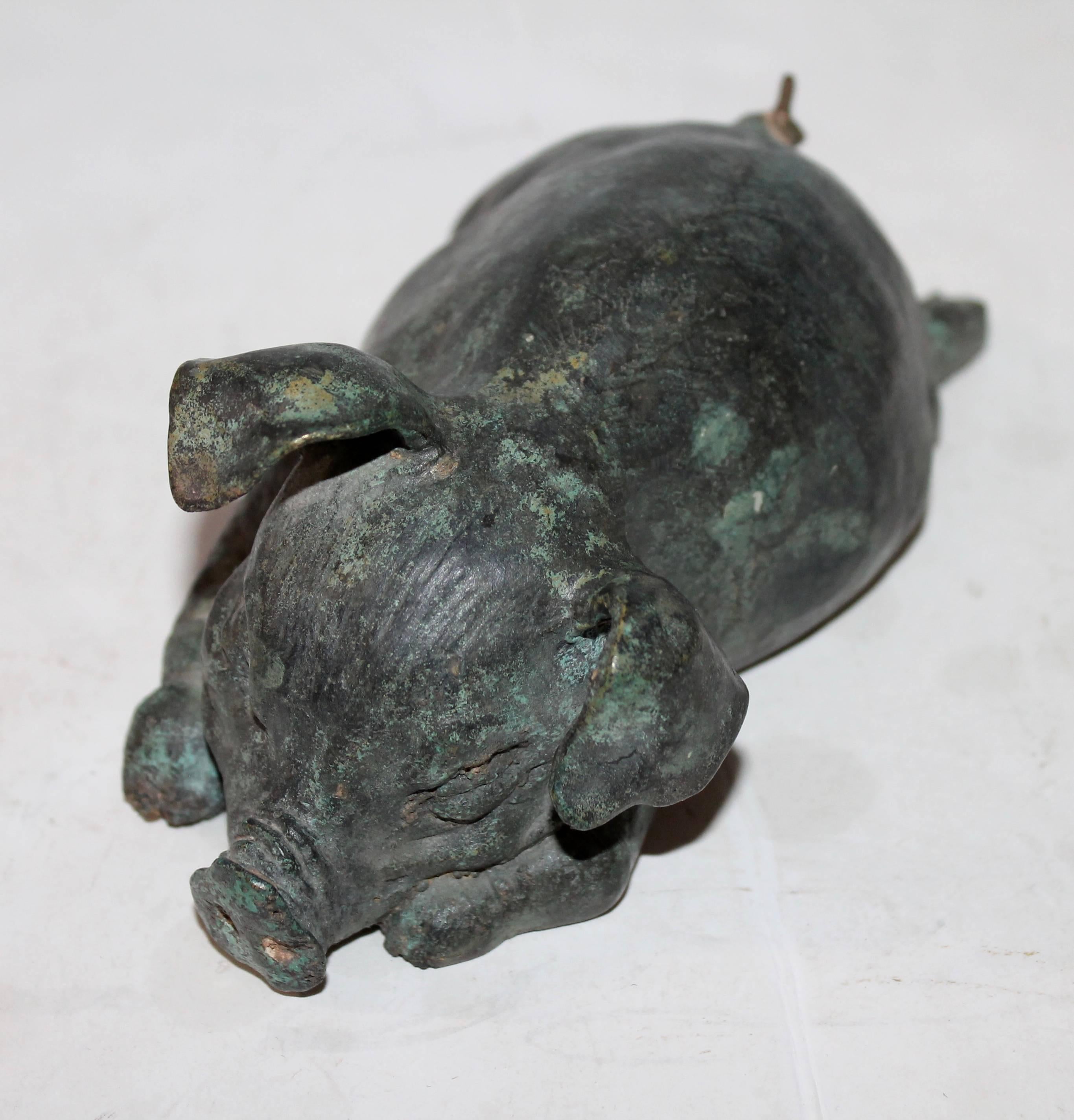 Country Bronze Folky Pig Sculpture