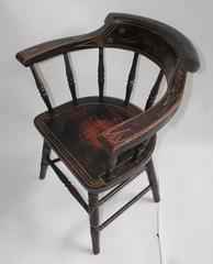 19th Century Original Paint Decorated Captains Chair with Eagle and Stars