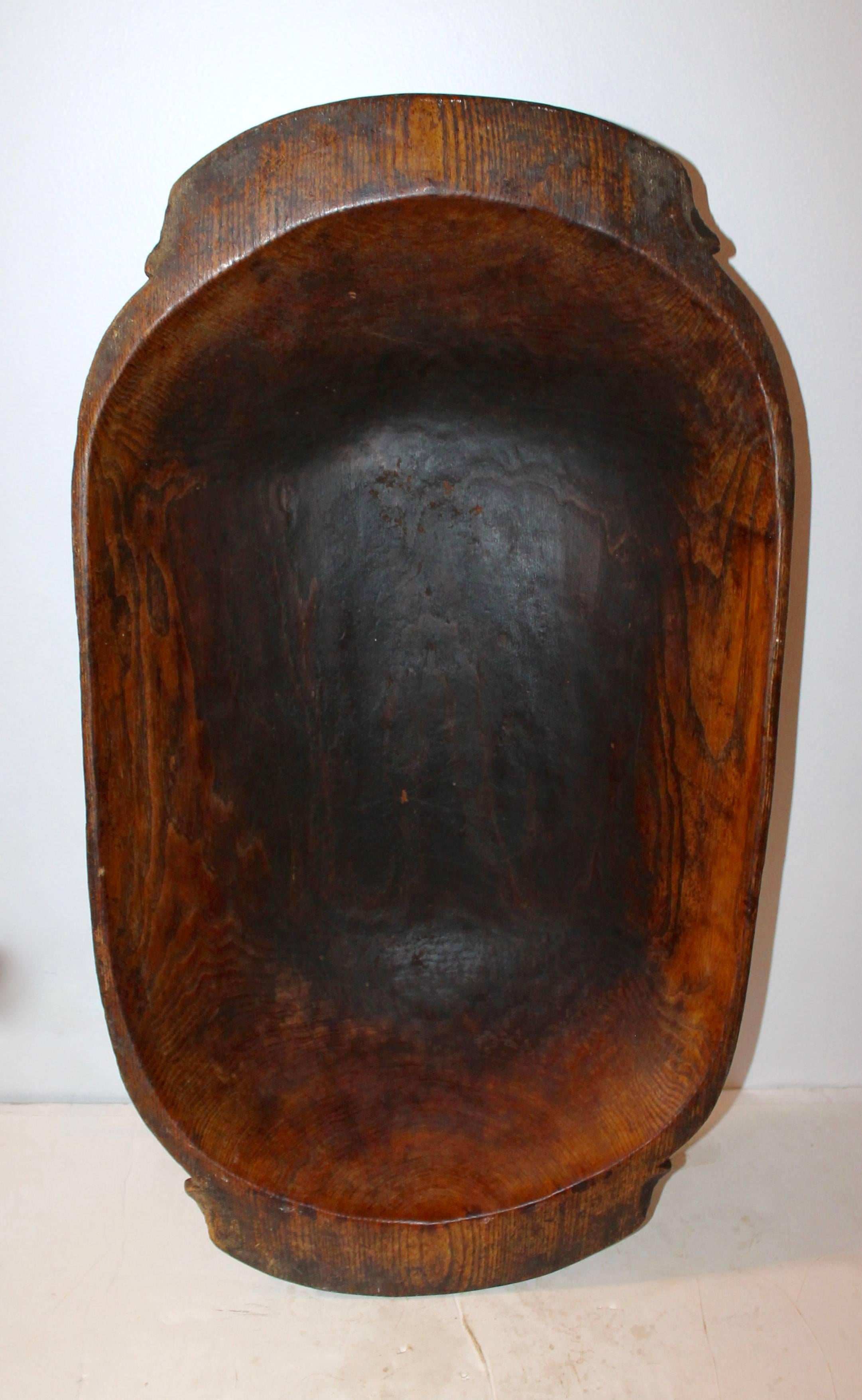 American Early Hand-Carved Monumental Dough Bowl