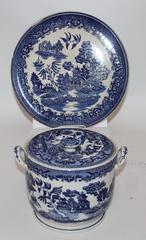 Blue Willow Cracker Jar and Large Cake Plate