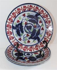 Set of Four 19th Century Cut Sponge Plates