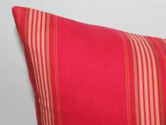 19th Century Red Stripped Ticking Pillows/Pair