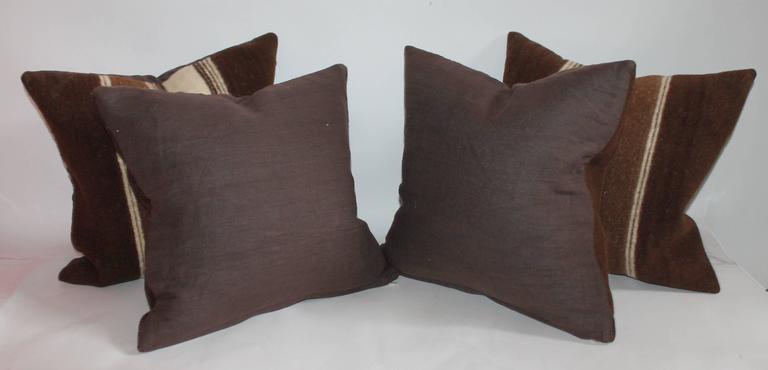 American Rare 19th Century Alpaca Striped Weaving Pillows