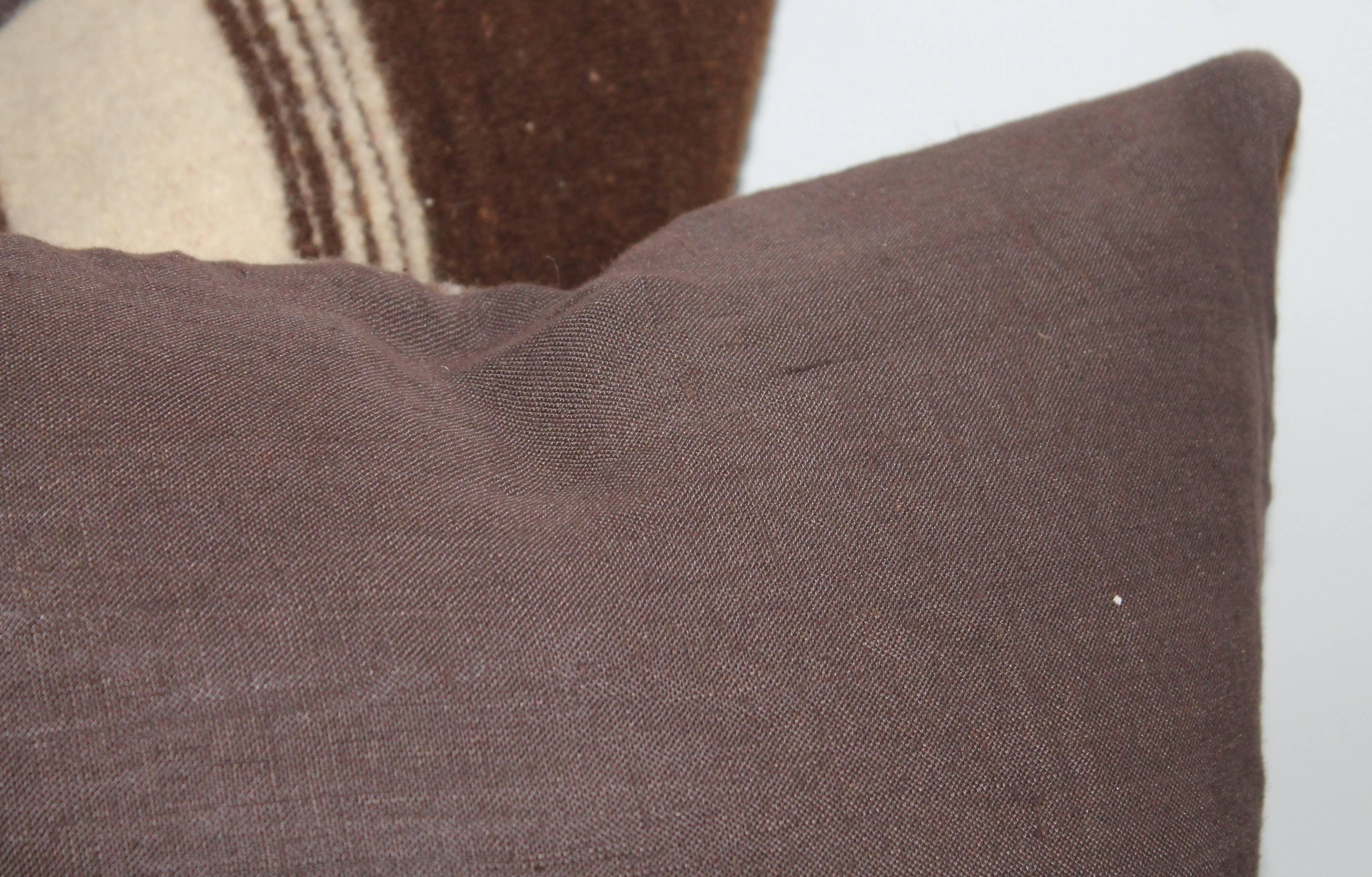 Hand-Woven Rare 19th Century Alpaca Striped Weaving Pillows