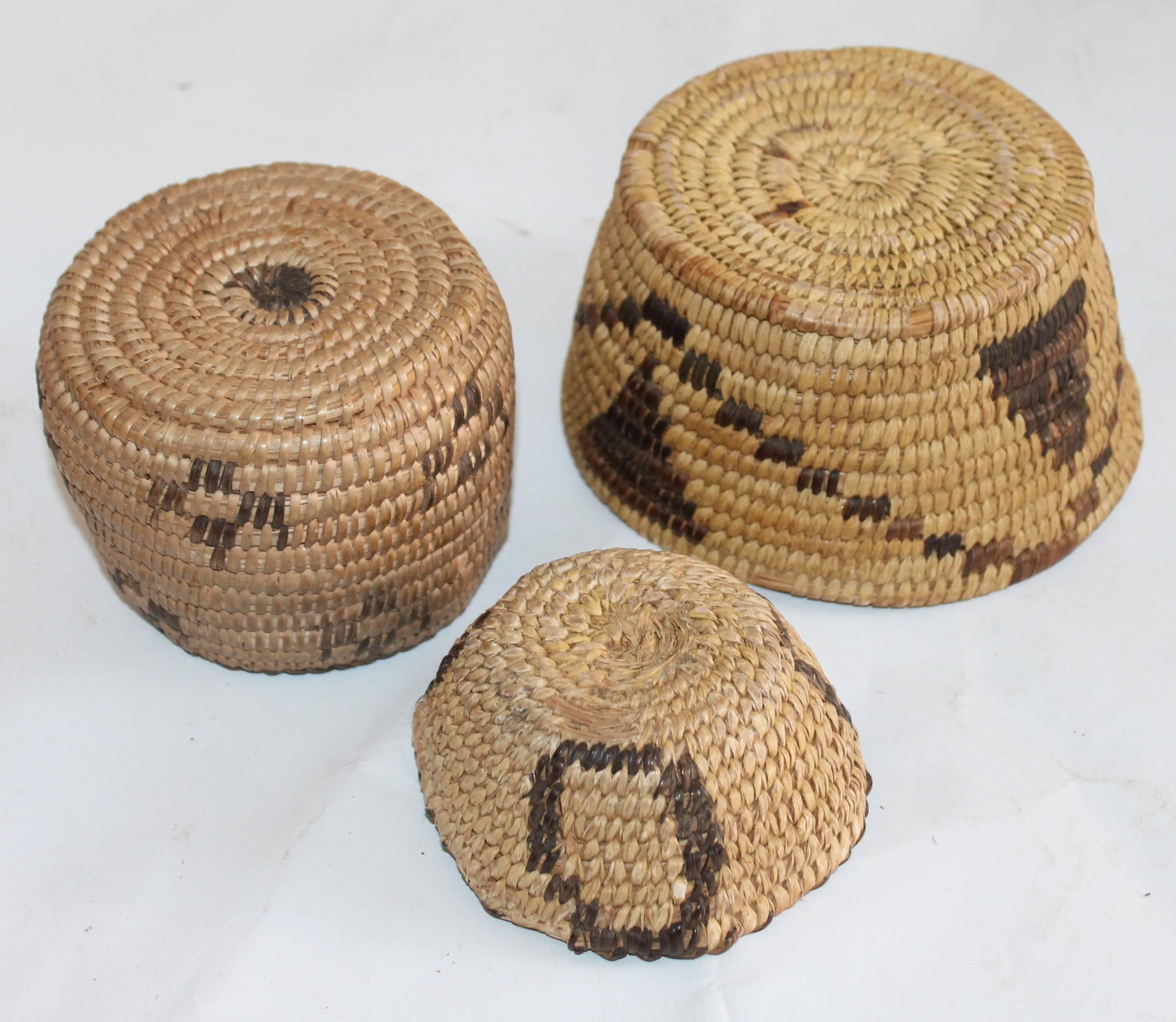 Hand-Woven Collection of Five Pima Indian Baskets