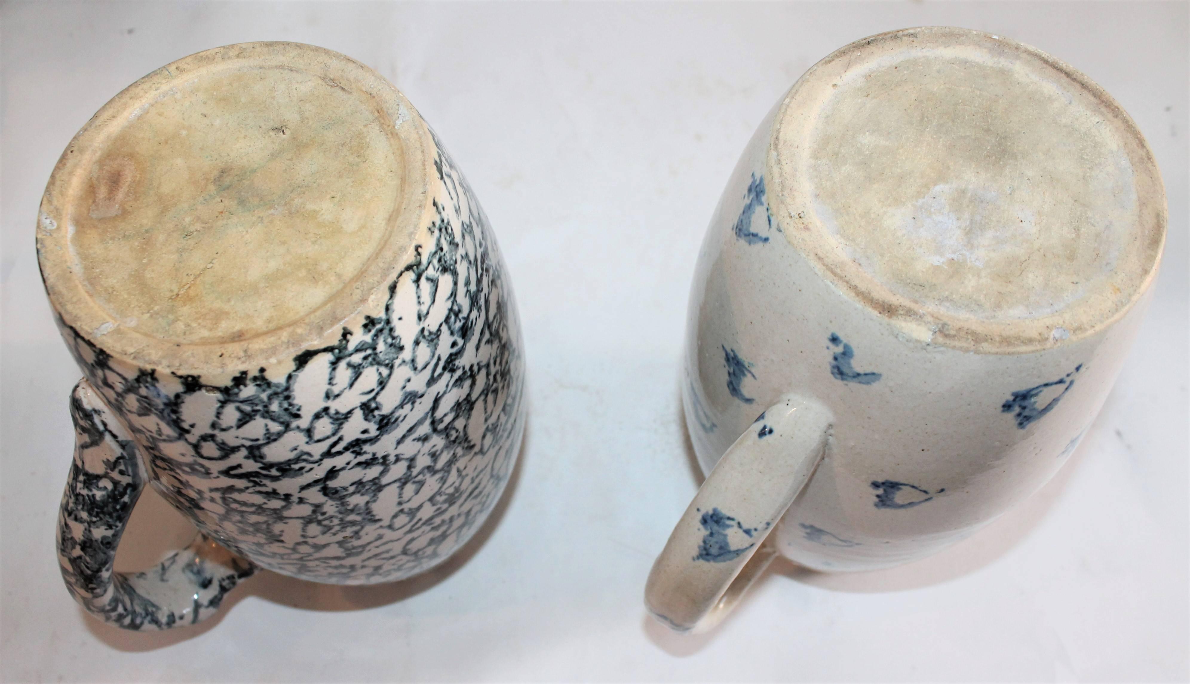 Collection of Four 19th Century Sponge Ware Pottery Pitchers 2