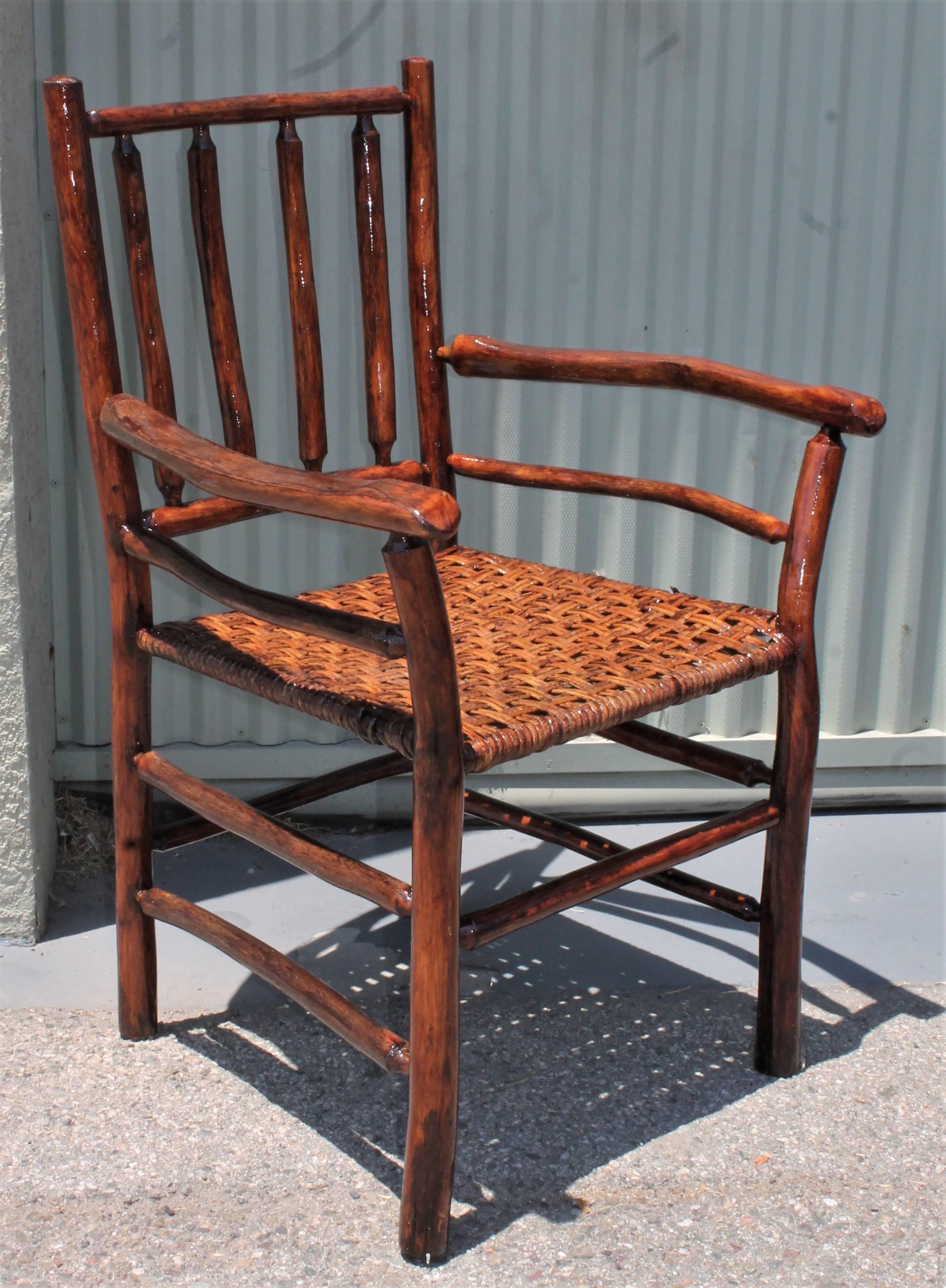 Rare Signed Old Hickory Table and Chairs, Five Pieces Set 2