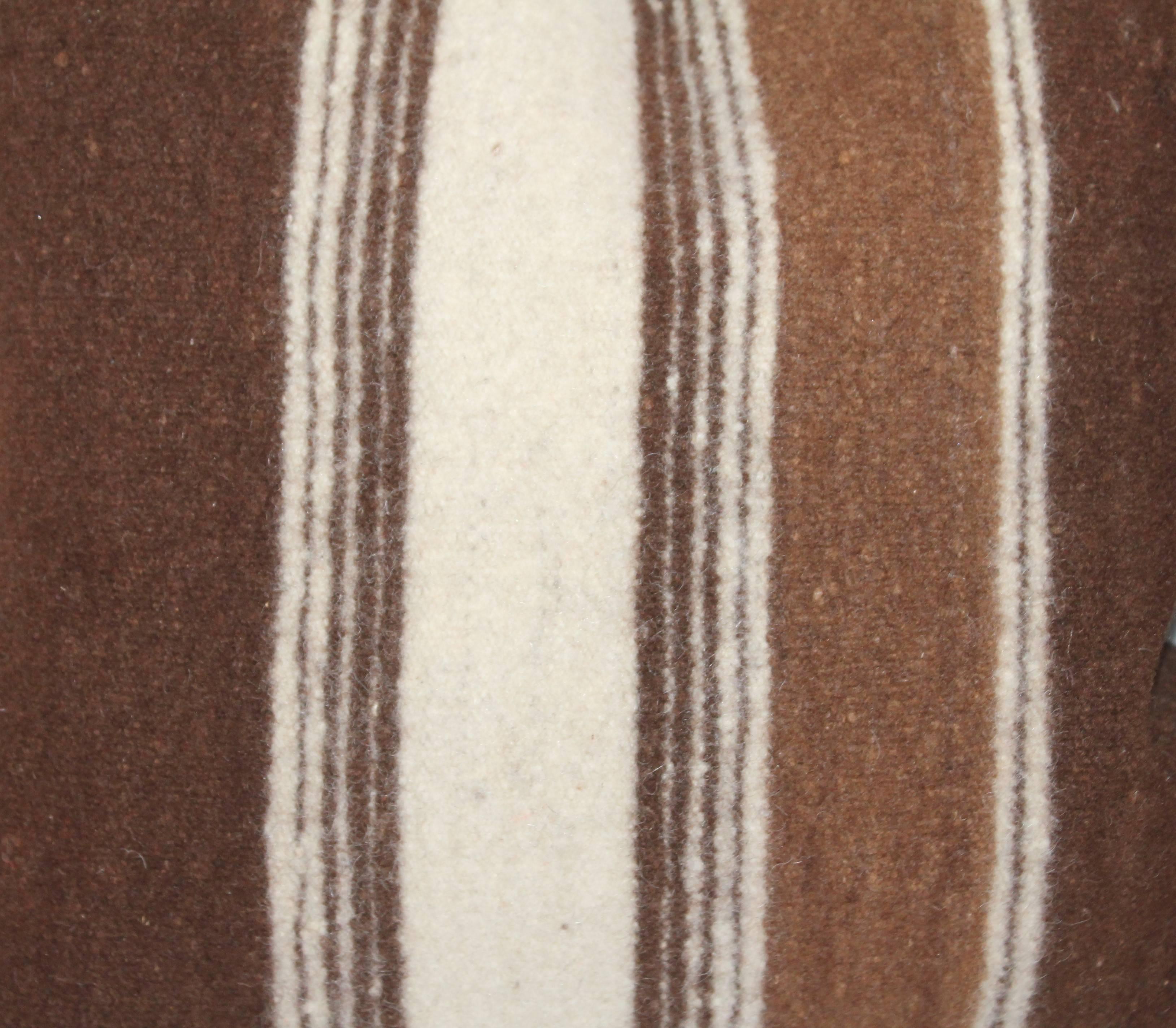 Adirondack Striped Woven Wool Weaving Pillows, Pair