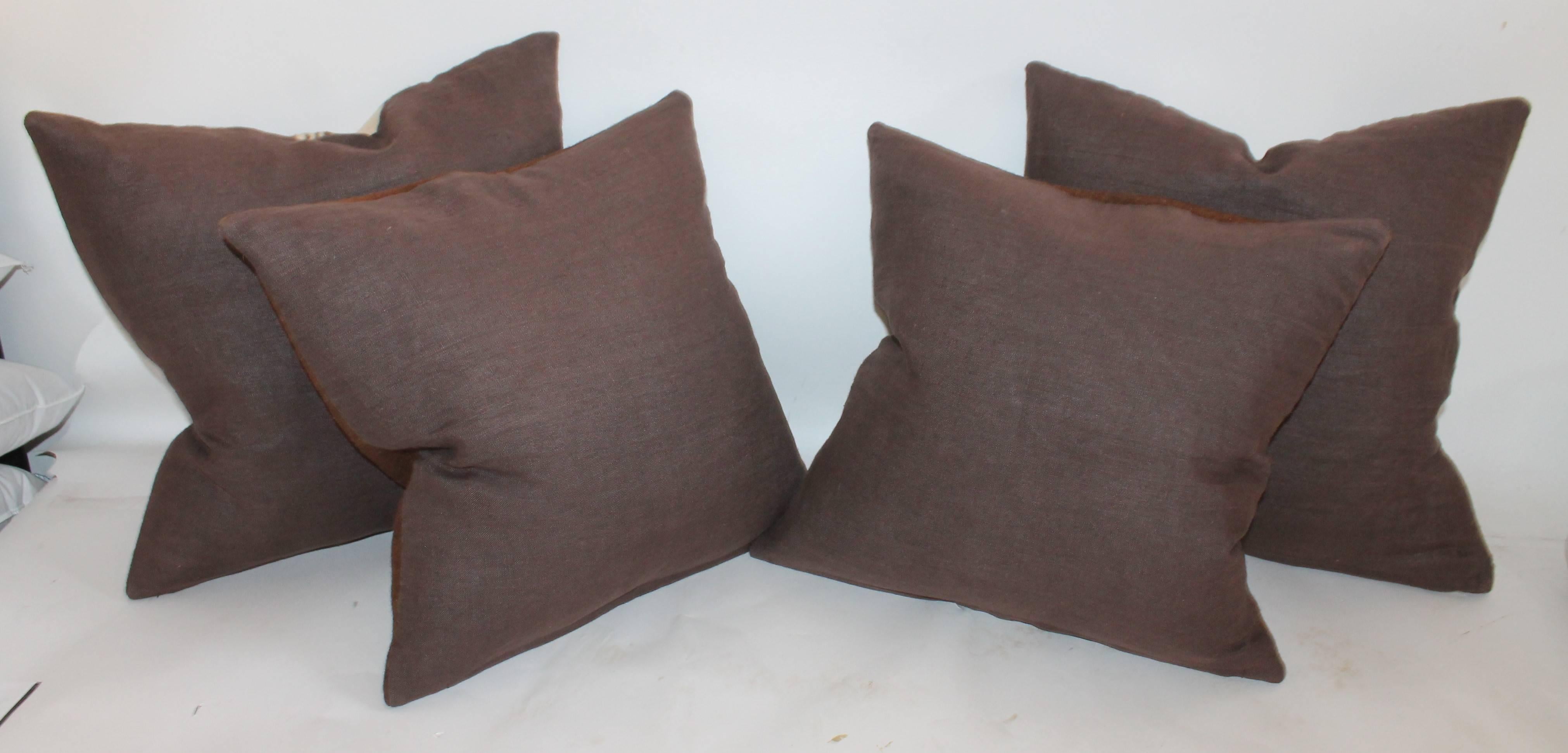 Hand-Woven Striped Woven Wool Weaving Pillows, Pair