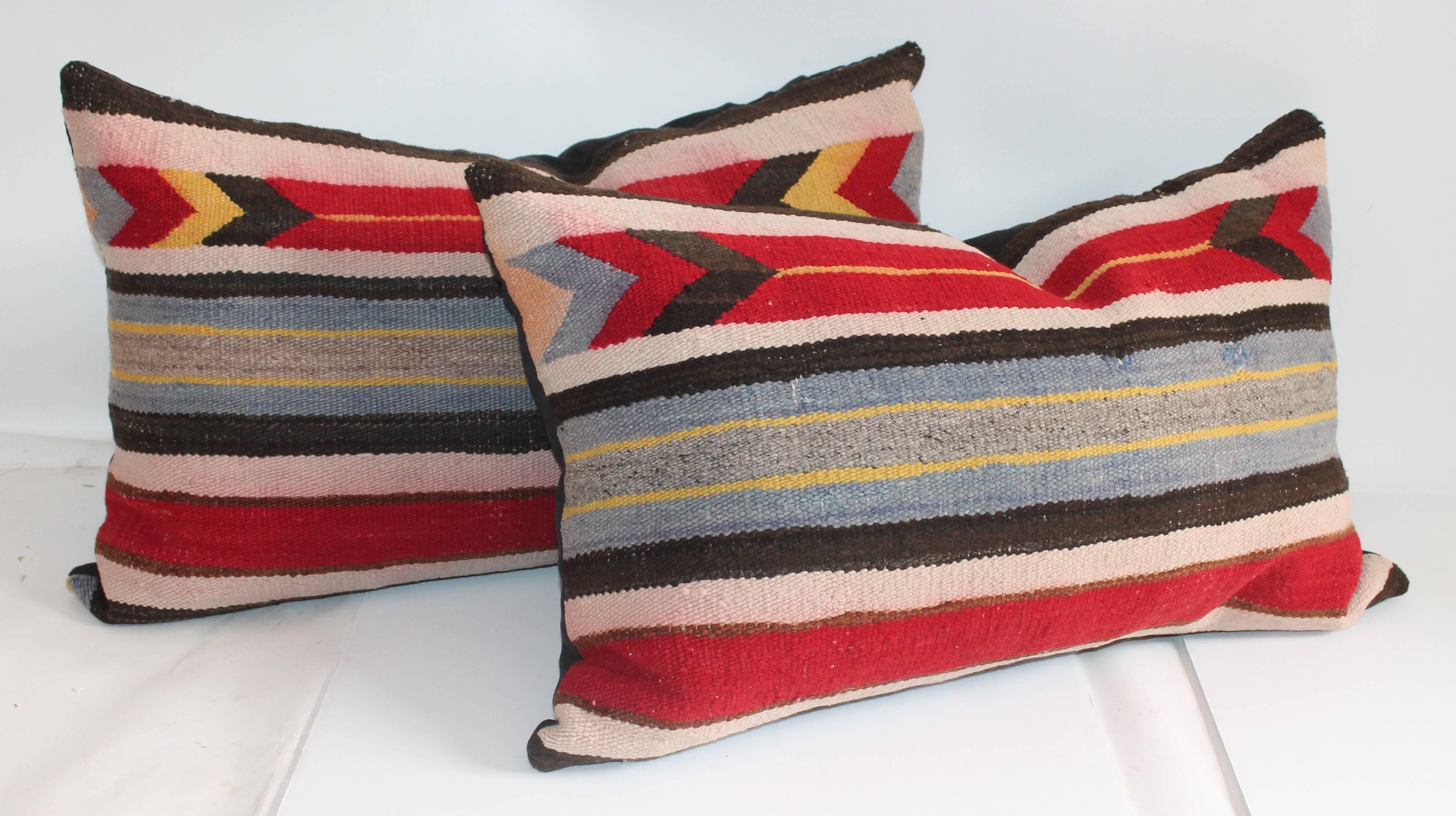 American Collection of Three Navajo Weaving Saddle Blanket Pillows
