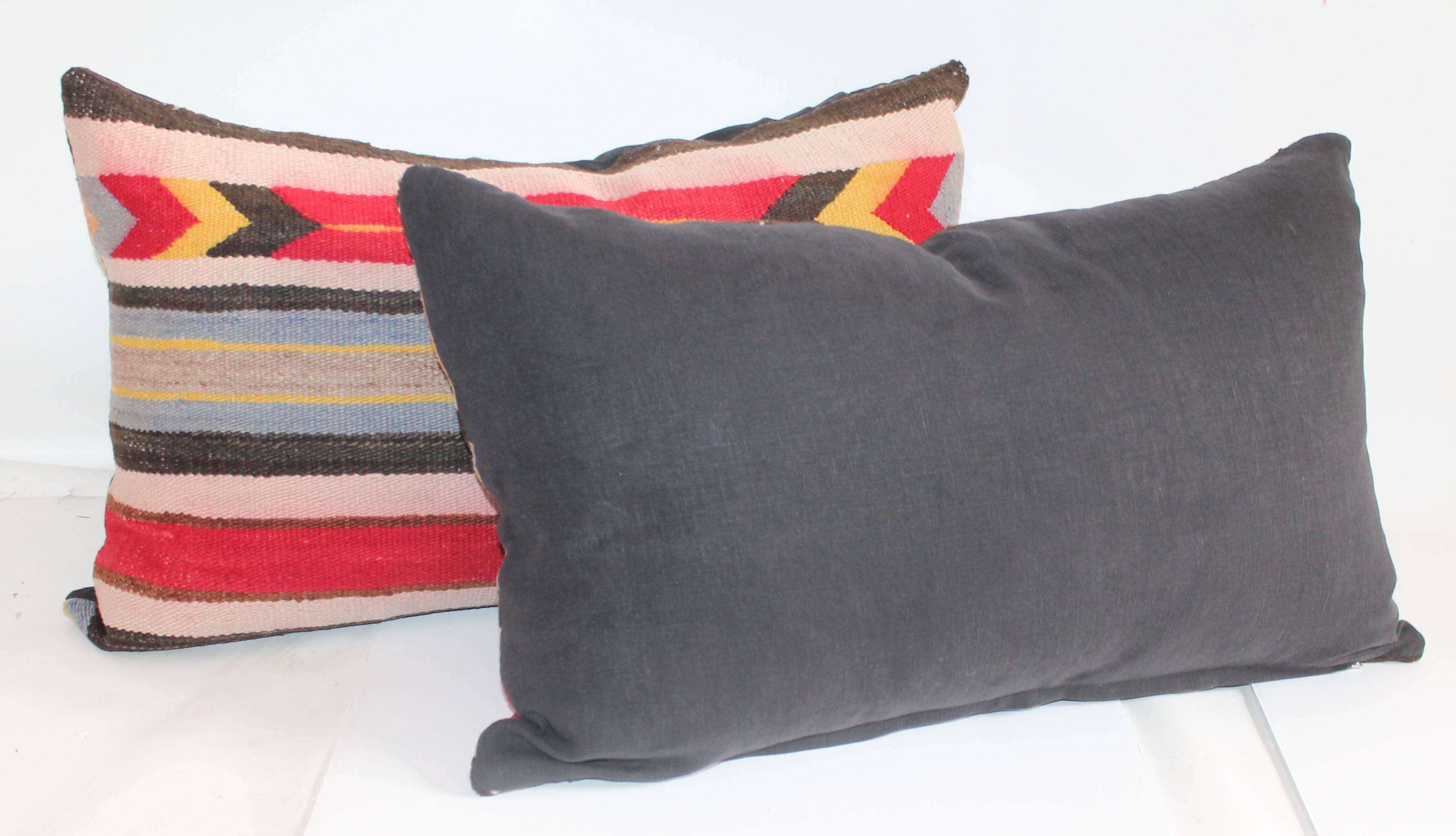 20th Century Collection of Three Navajo Weaving Saddle Blanket Pillows