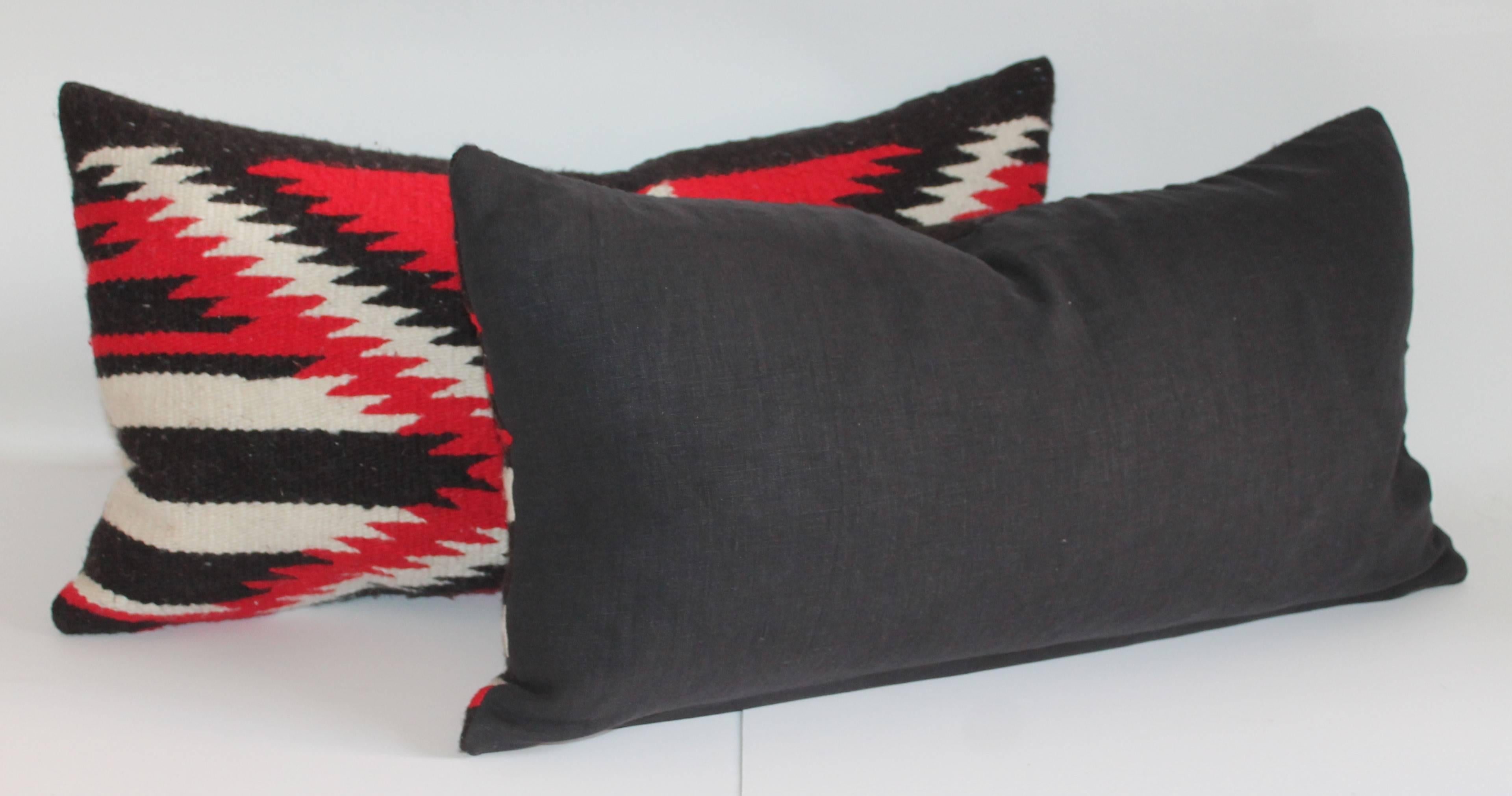 Pair of Navajo Weaving Star Bolster Pillows In Excellent Condition In Los Angeles, CA