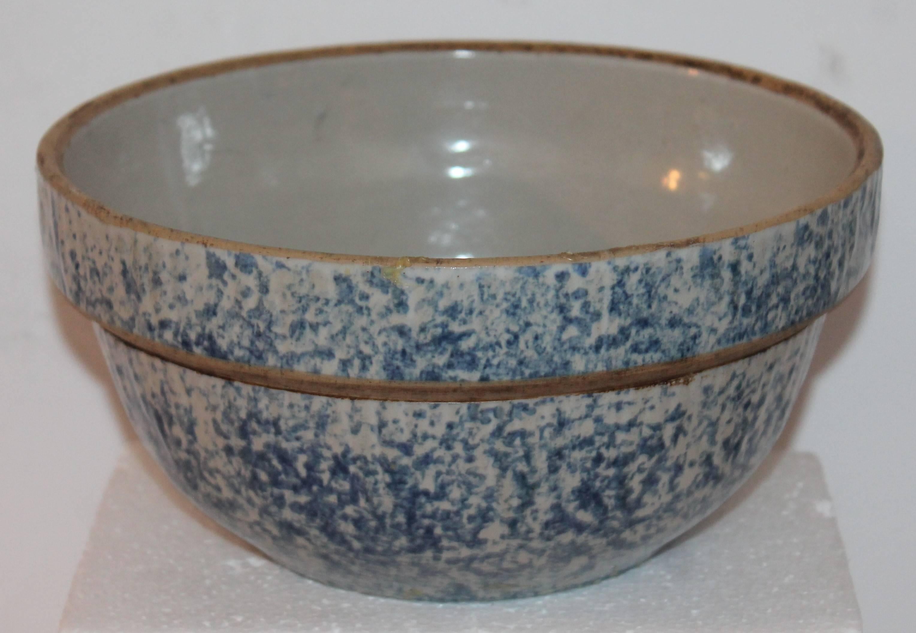 19th Century Pair of Sponge Ware Mixing Bowls For Sale