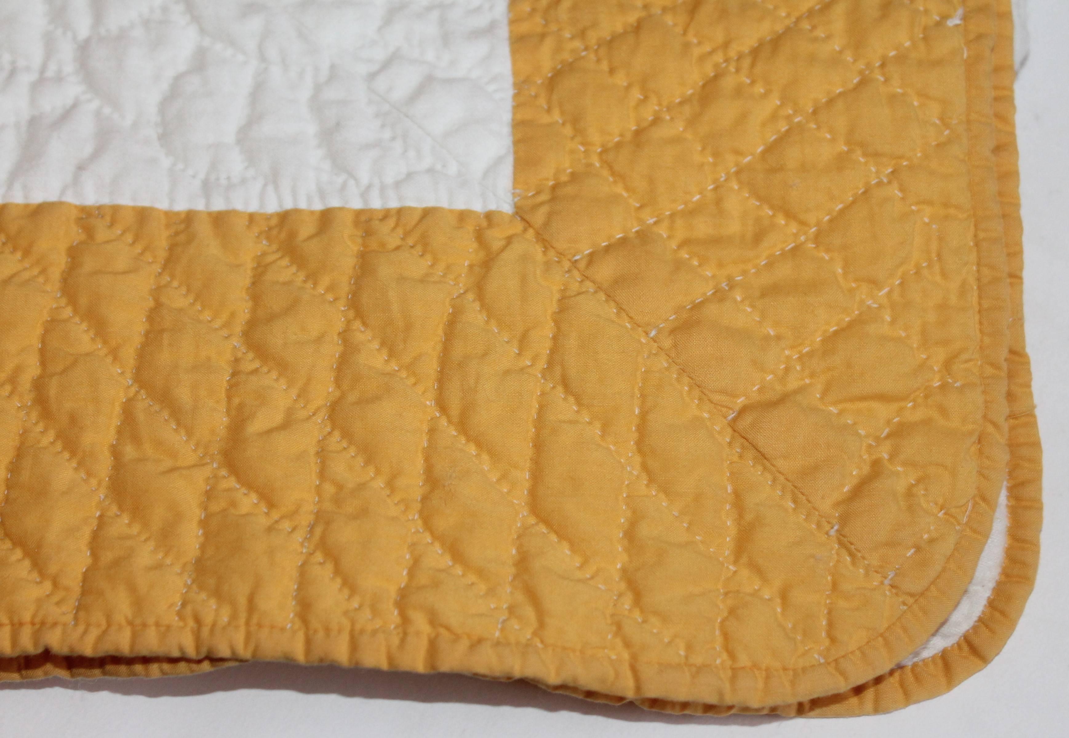Cotton Early Fancy Quilted and Embroidered Golden Rod Qulit Embroidery