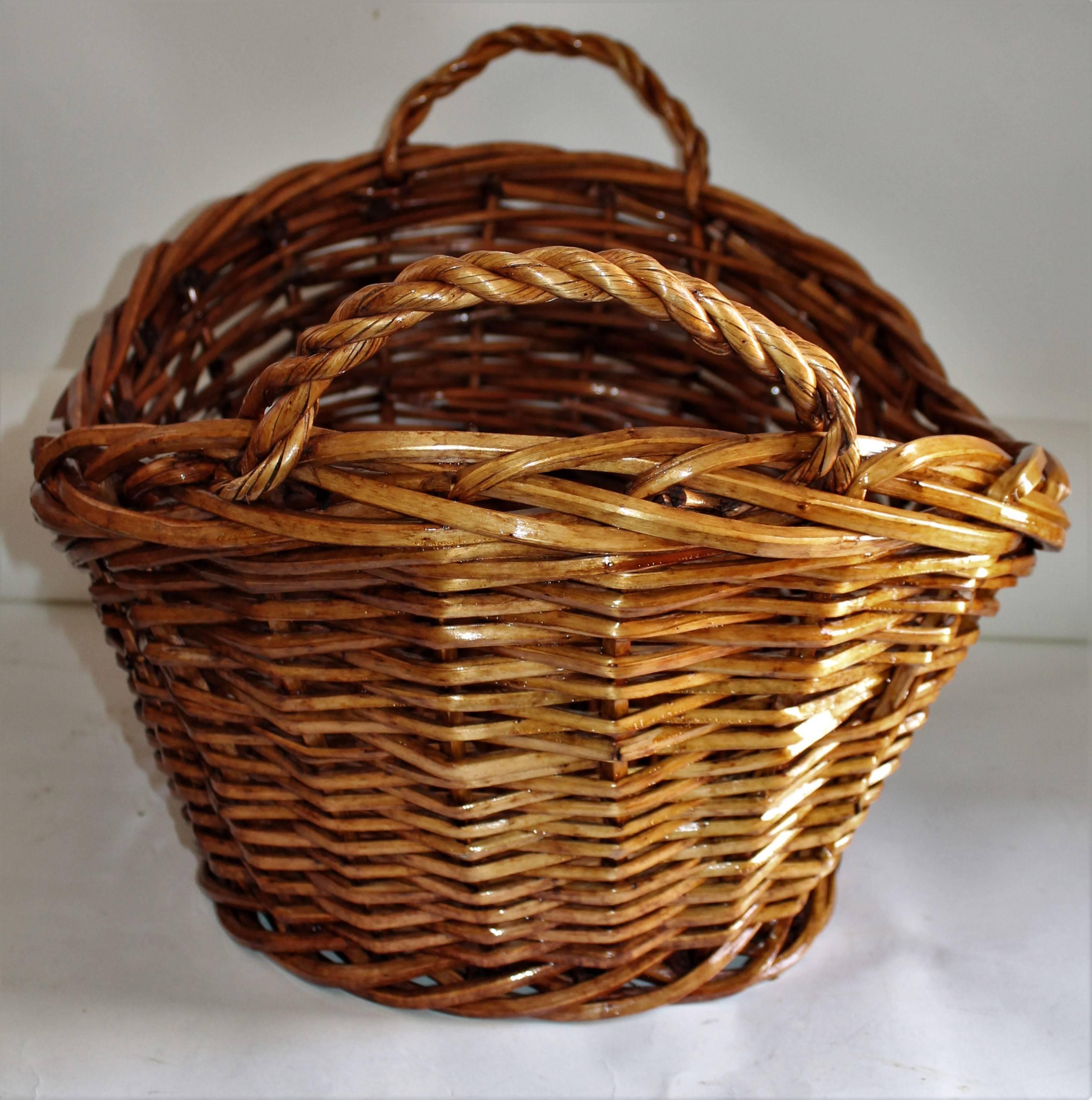 Adirondack 19th Century Willow Laundry Basket with Double Handles