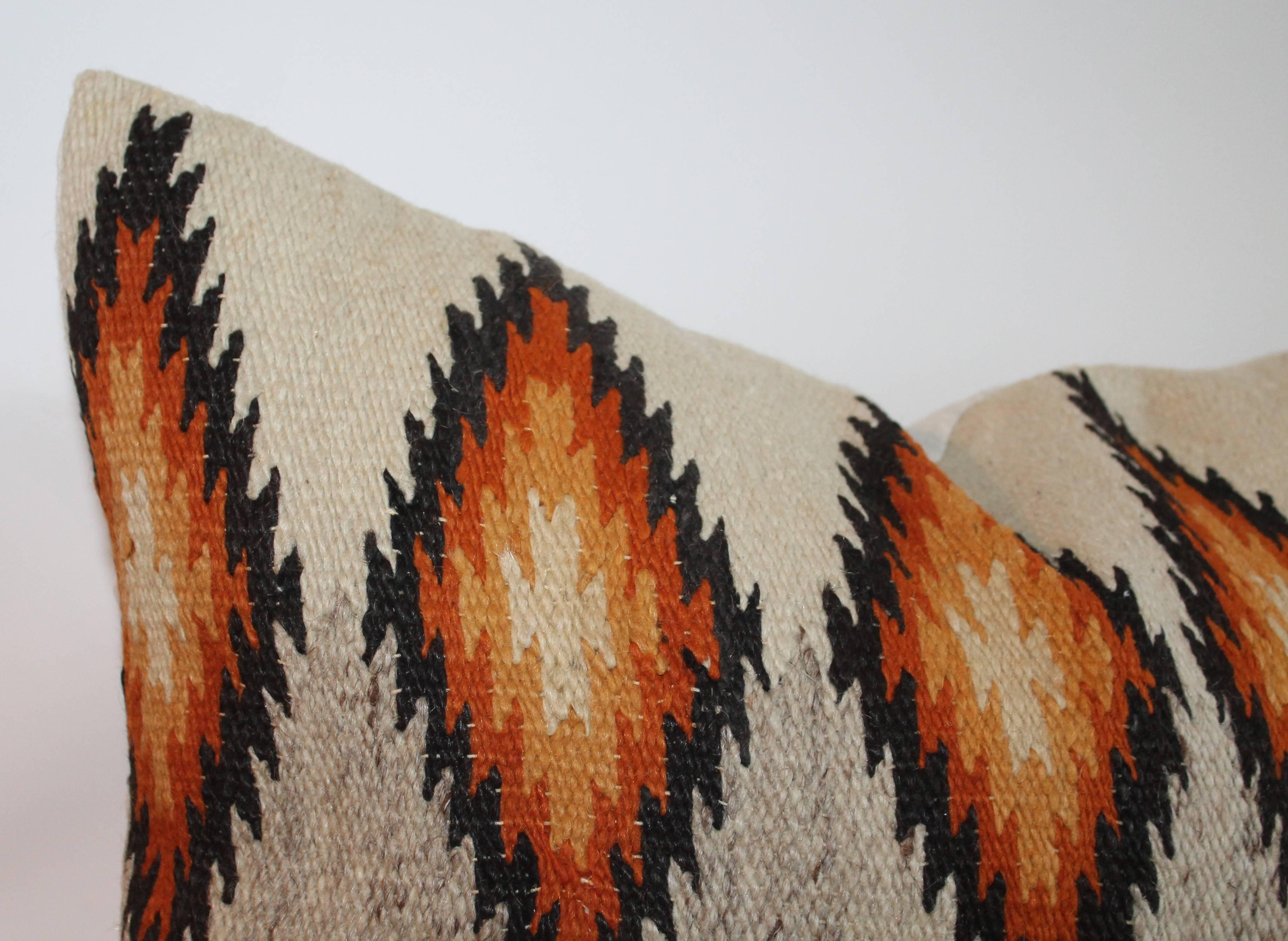 Adirondack Navajo Indian Eye Dazzler Weaving Bolster Pillows, Pair For Sale