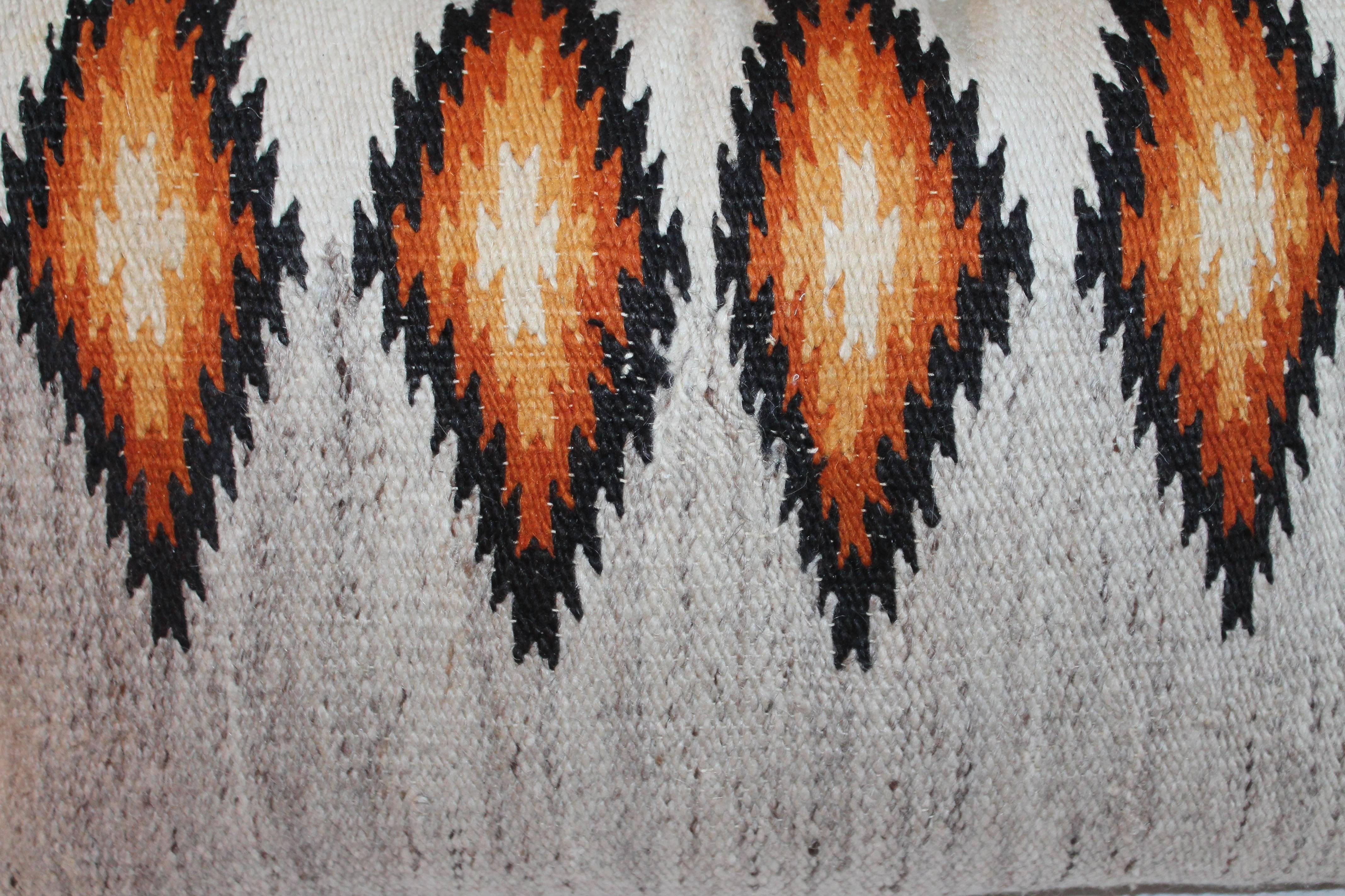 American Navajo Indian Eye Dazzler Weaving Bolster Pillows, Pair For Sale