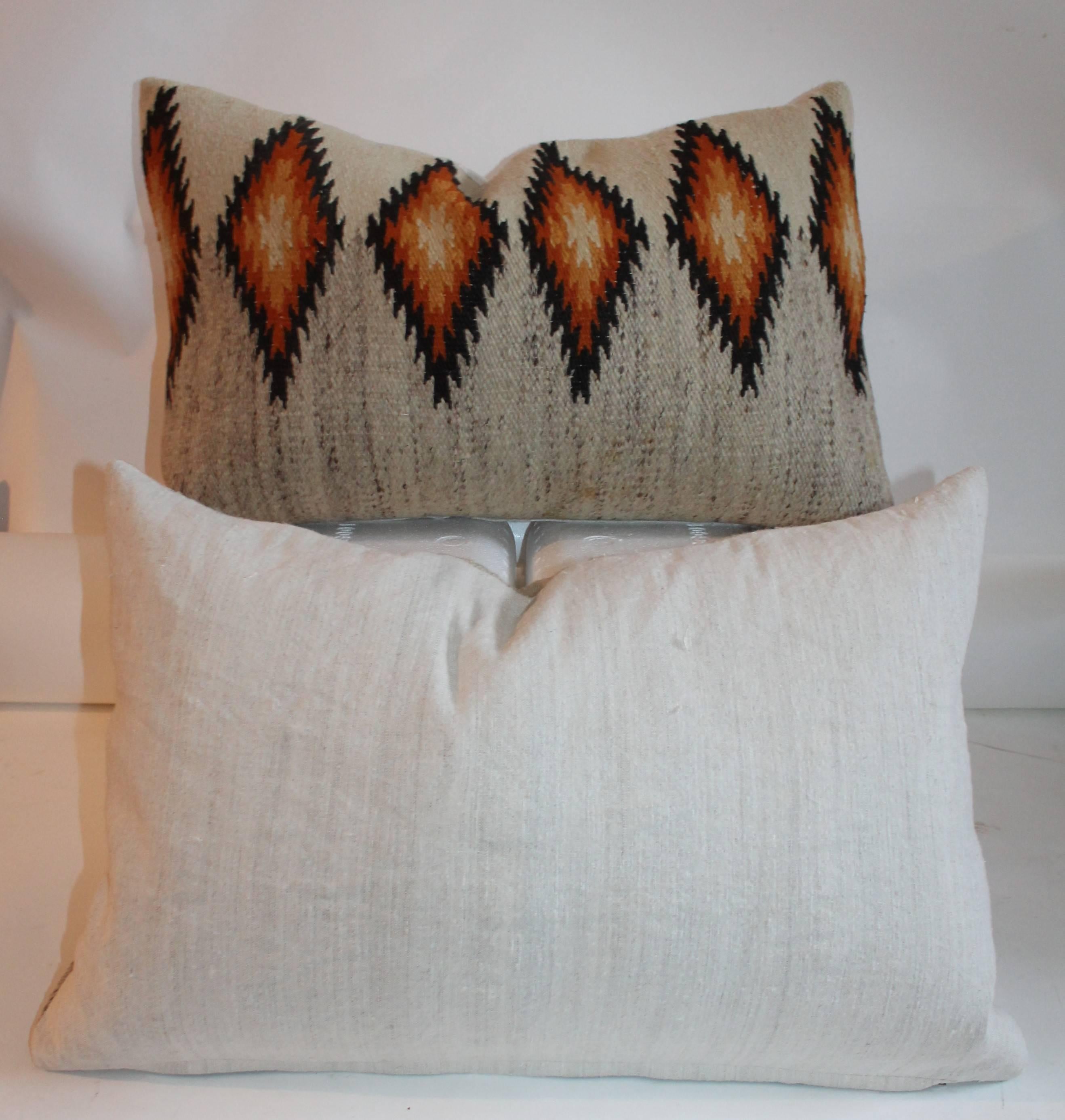 Hand-Woven Navajo Indian Eye Dazzler Weaving Bolster Pillows, Pair For Sale