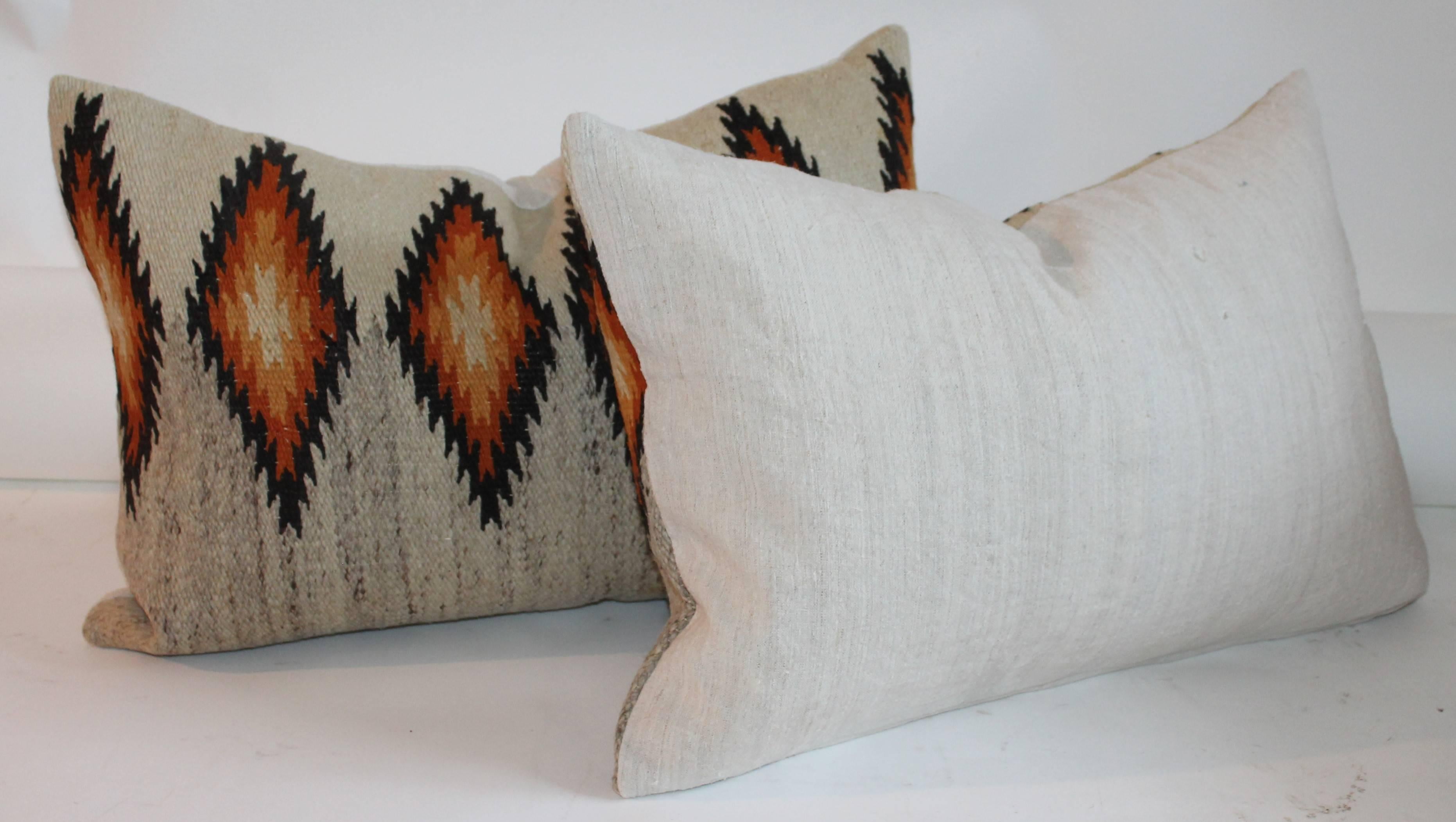 Navajo Indian Eye Dazzler Weaving Bolster Pillows, Pair In Good Condition For Sale In Los Angeles, CA