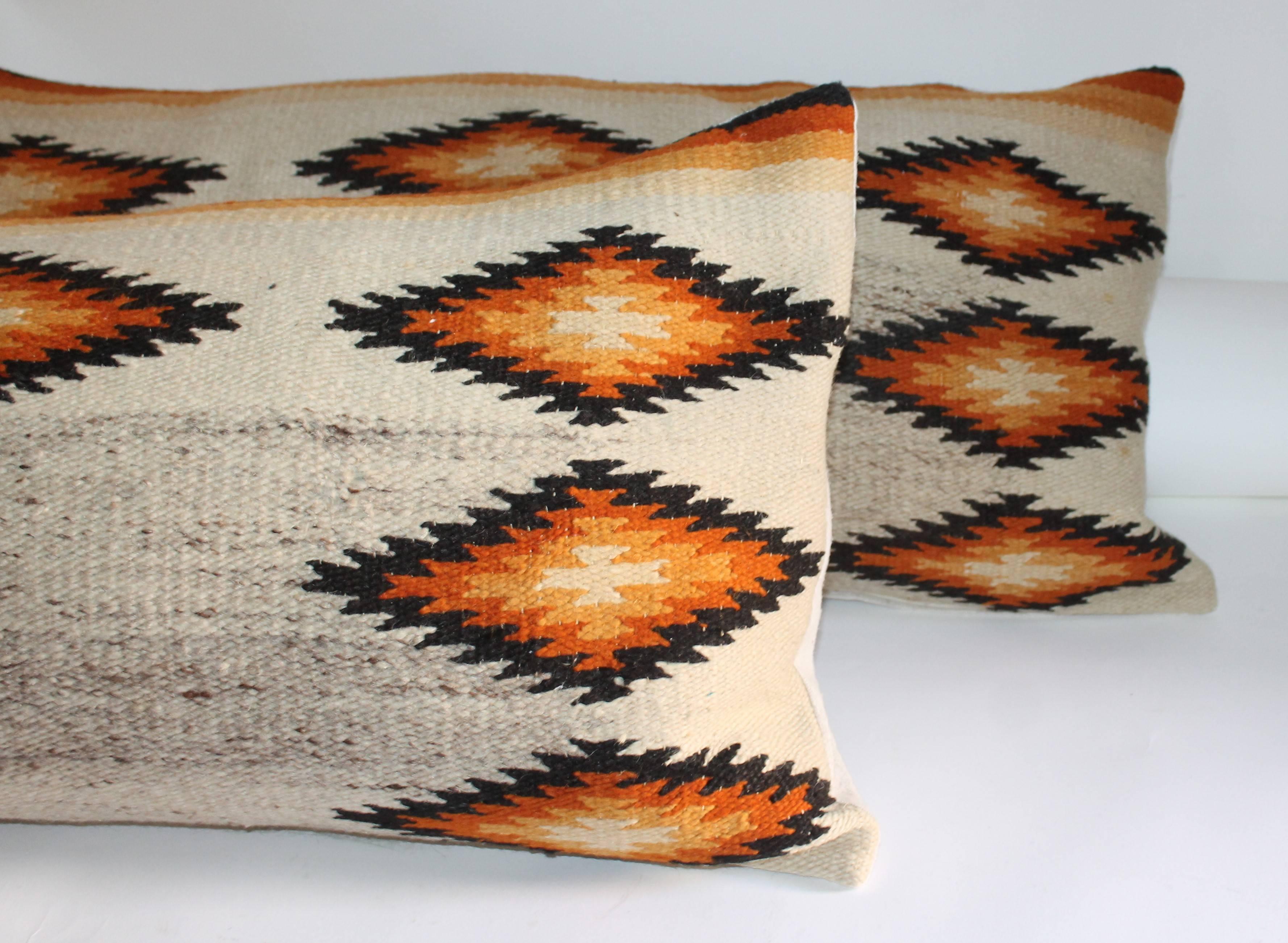 Adirondack Navajo Indian Weaving Geometric Pillows, Pair For Sale