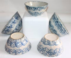 19th Century, Sponge Ware Pottery Collection of Mixing Bowls