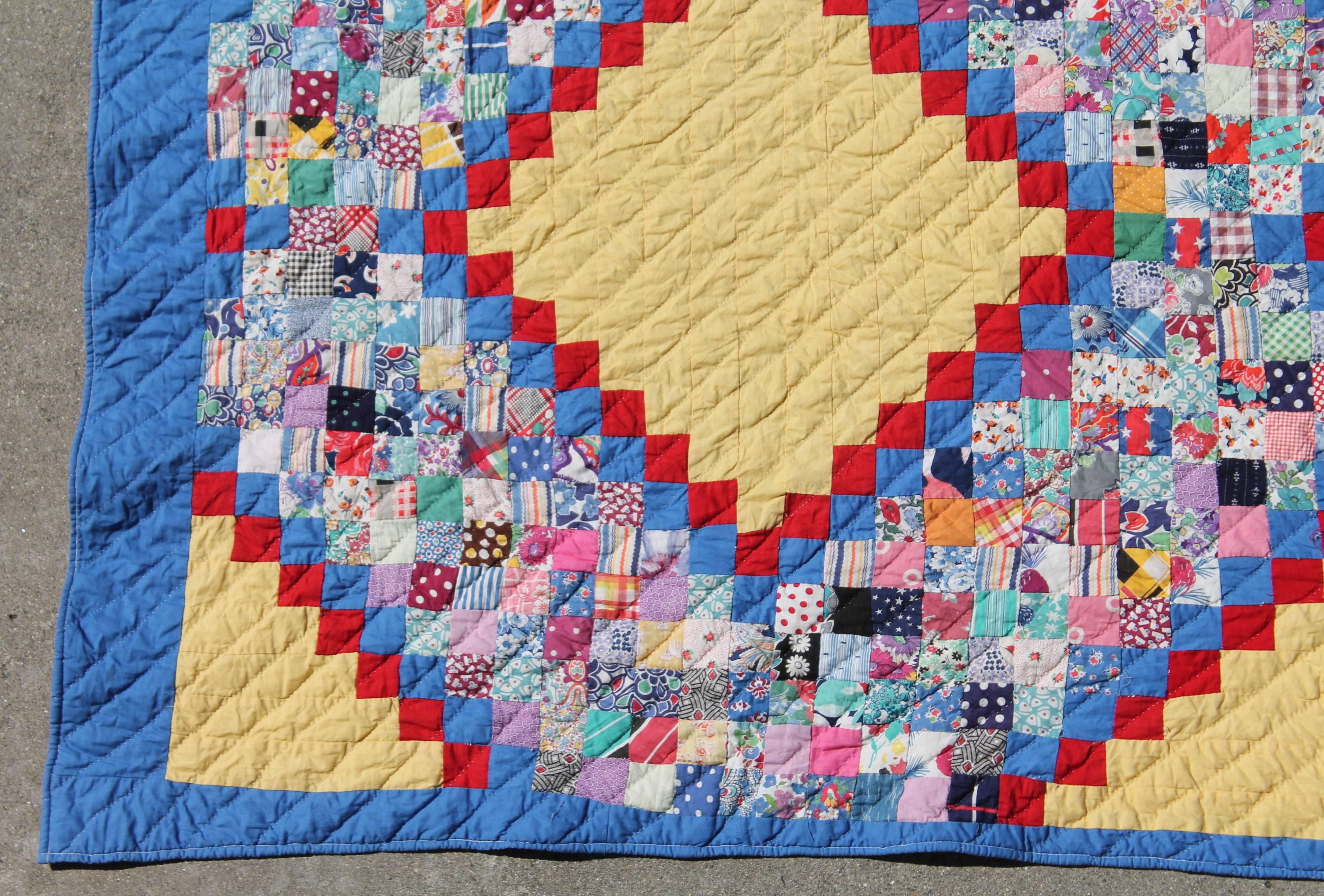 Hand-Crafted Quilt in Postage Stamp Chain Pattern