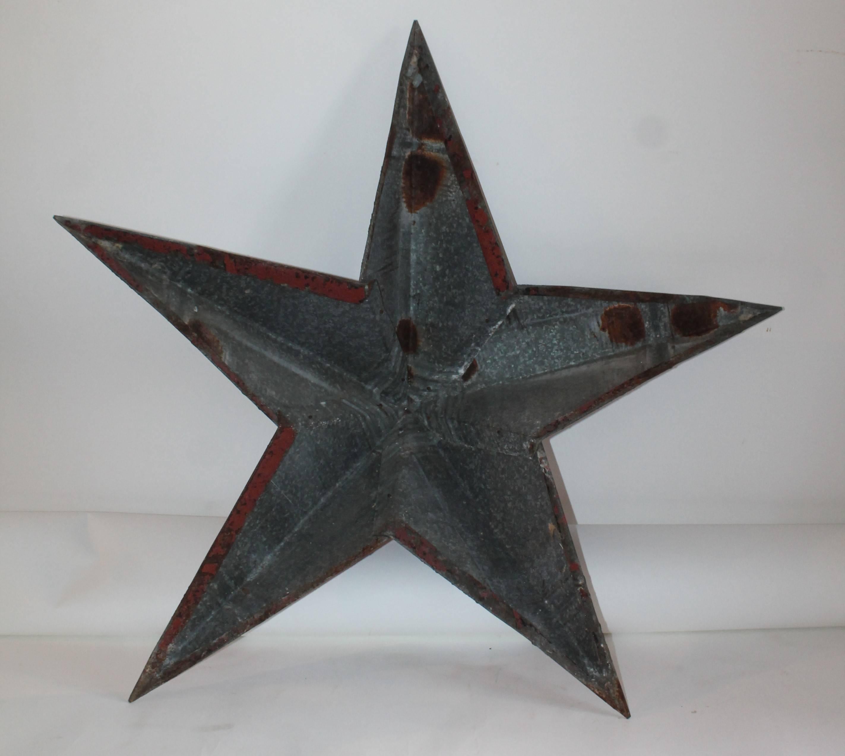 Early 19th Century Original Red Painted Tin Barn Star