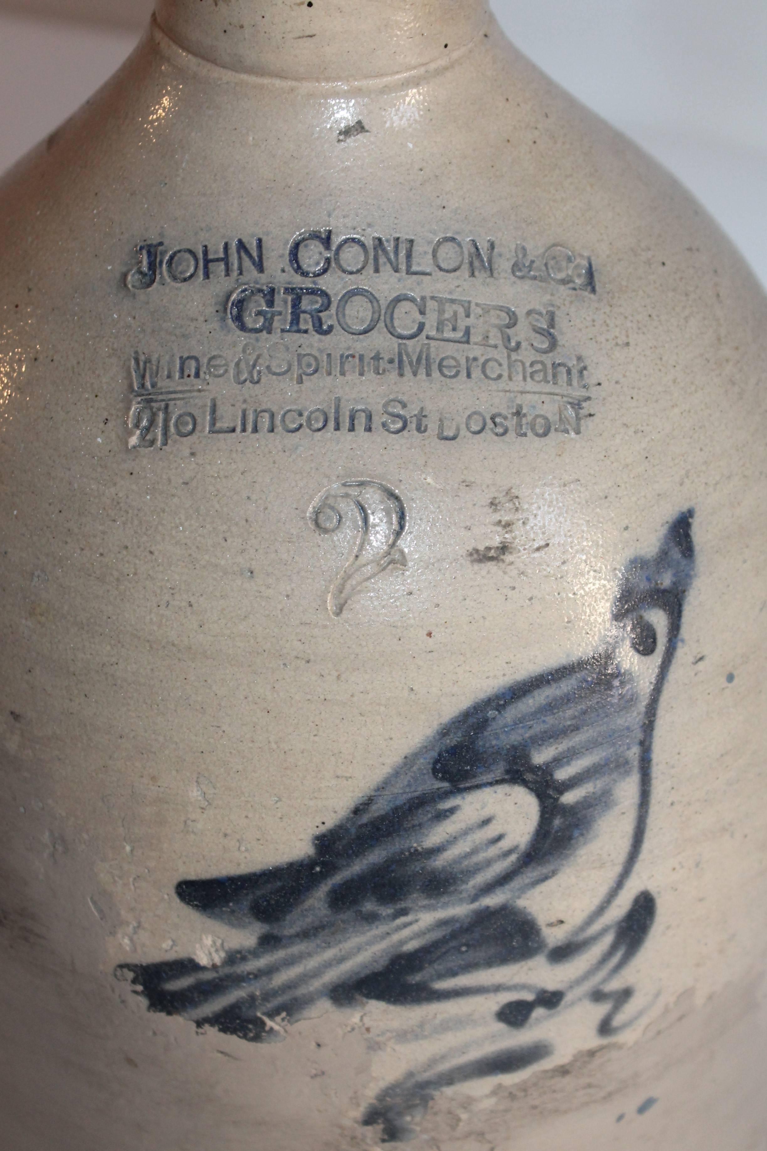 Adirondack 19th Century Decorated Salt Glaze Bird Jug