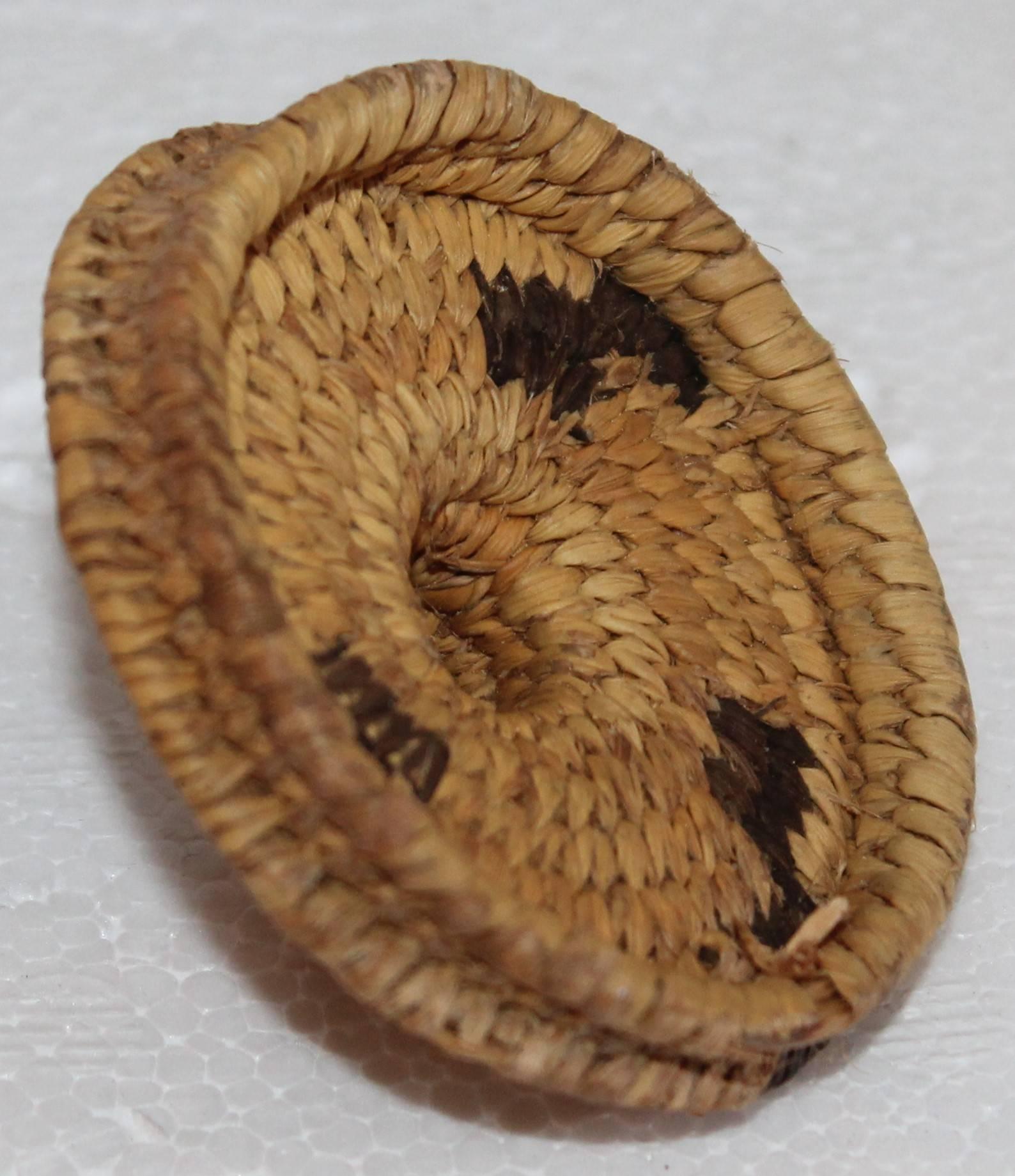 American Pima Indian Miniature Hand-Woven Lided Basket