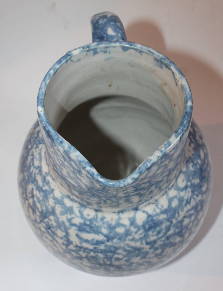 19th Century Spongeware Pottery Water Pitcher at 1stDibs