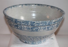 19th C Sponge Ware Giant Mixing Bowl