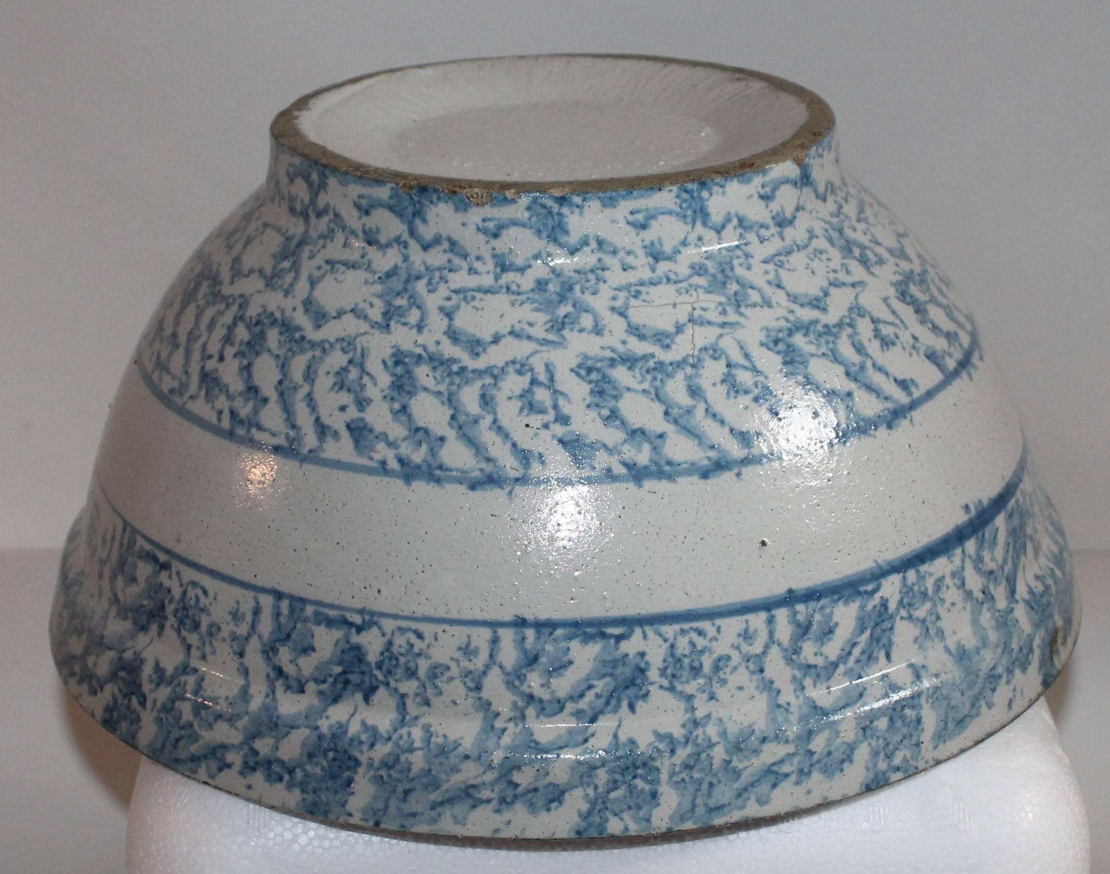 Hand-Crafted 19th C Sponge Ware Giant Mixing Bowl For Sale