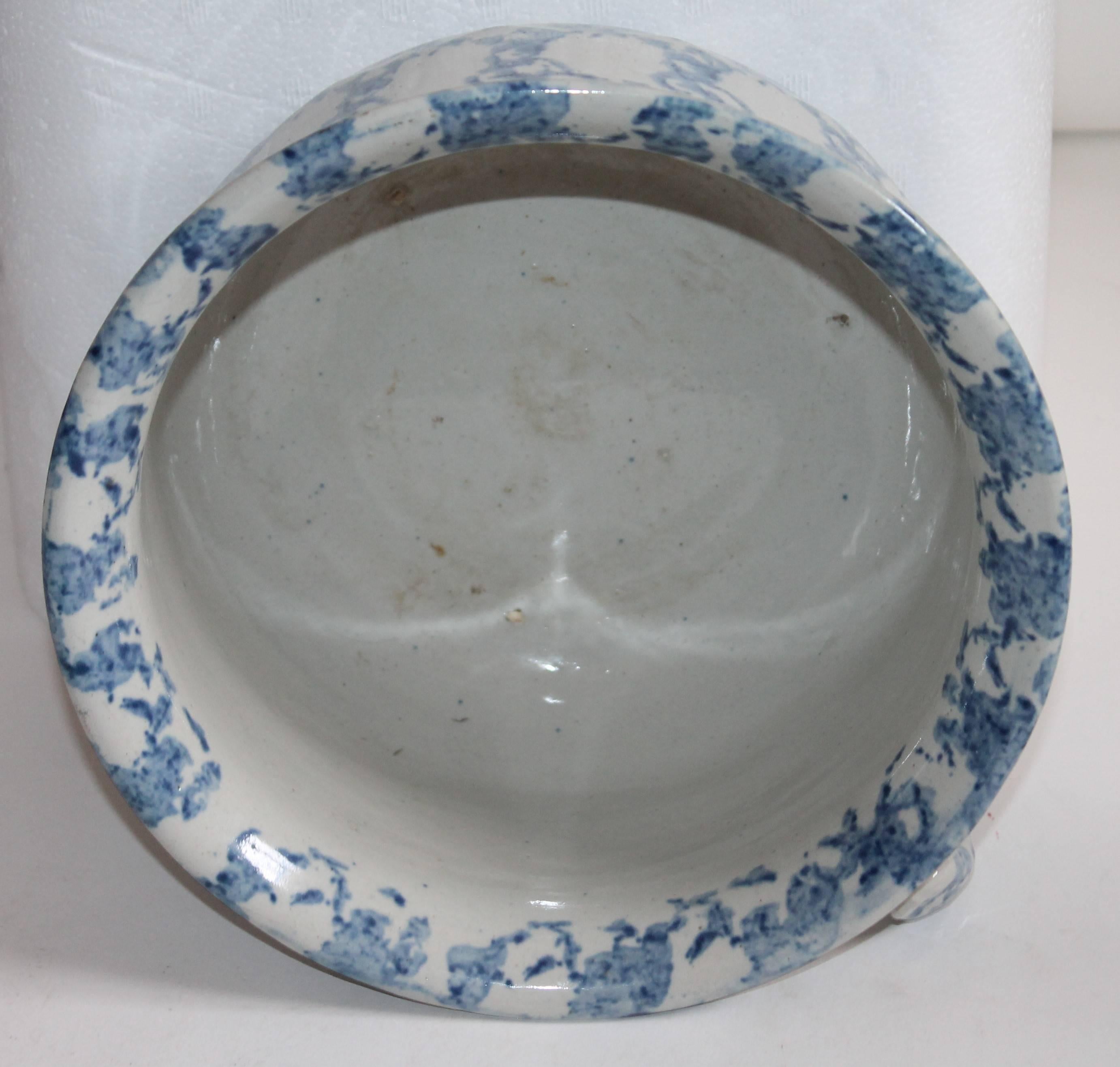 Country Sponge Ware 19th Century Pottery Potty For Sale