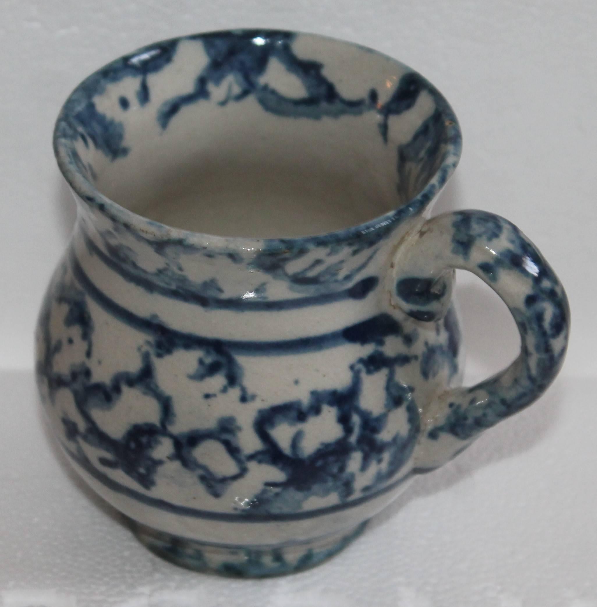 19th century sponge ware shaving mug. This is the piece that is so hard to find in the wash bowl set.