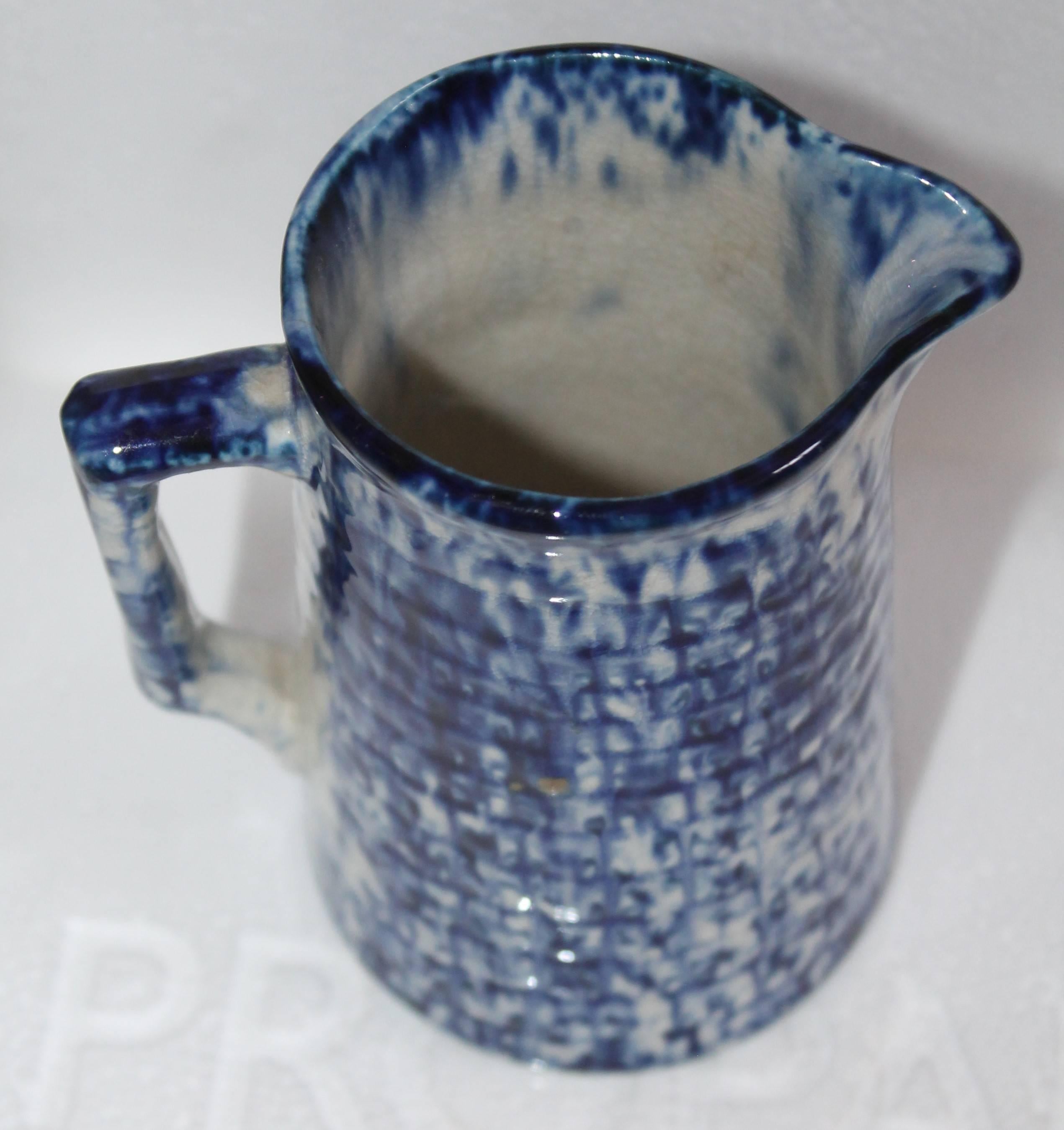 Hand-Painted 19th Century Sponge Ware Miniature Cream Pitcher For Sale