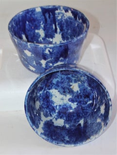 Sponge Ware Pottery Waste Bowls, Pair