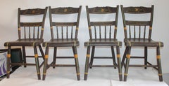 19th Century Original Paint Decorated Pennsylvania Plank Bottom Chairs