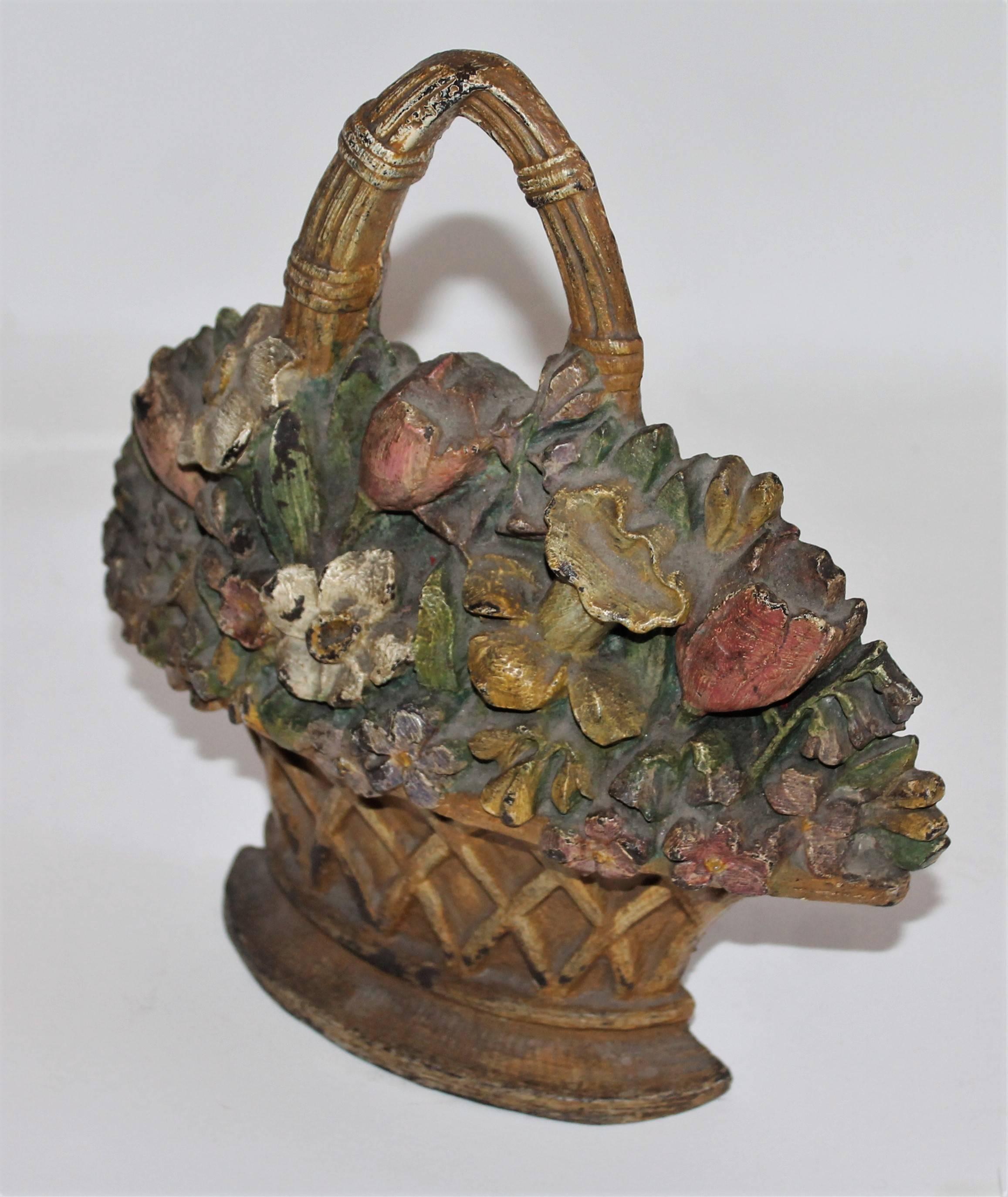 Country 19th Century Polychrome Original Painted Hubley Iron Lg Doorstop For Sale