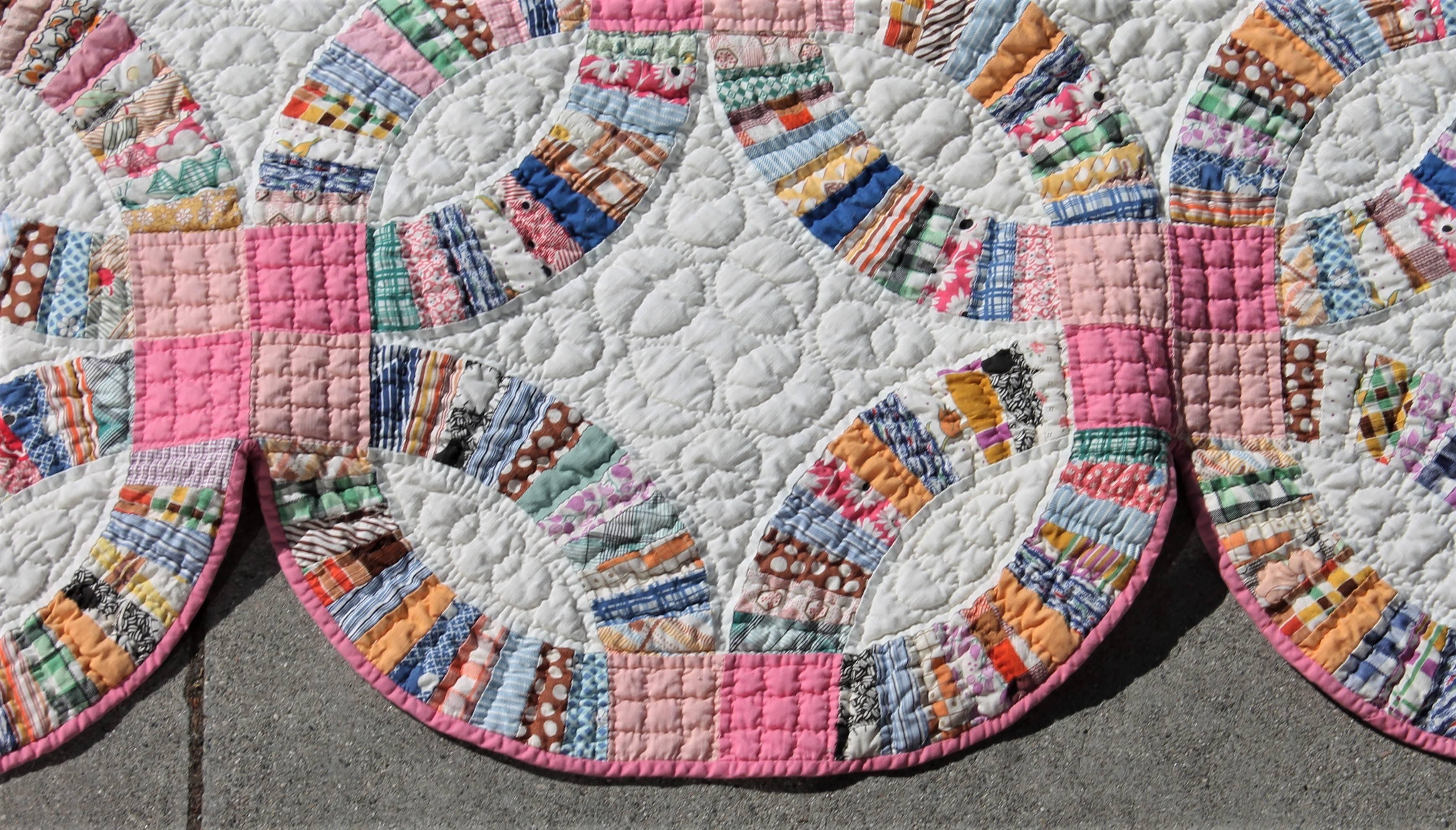 how to put a border on a double wedding ring quilt