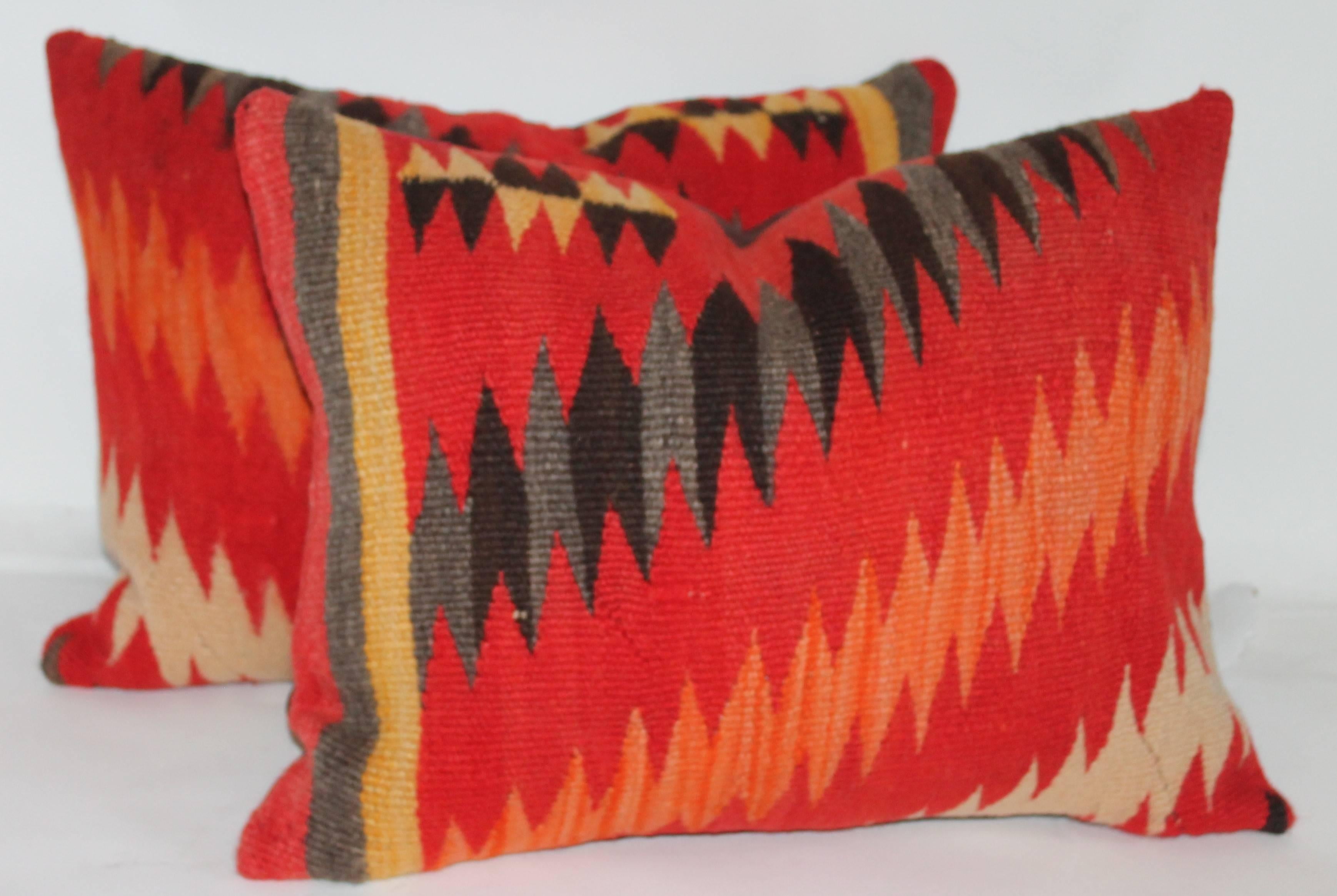 Navajo Indian Weaving Blazing Bolster Pillows In Good Condition In Los Angeles, CA